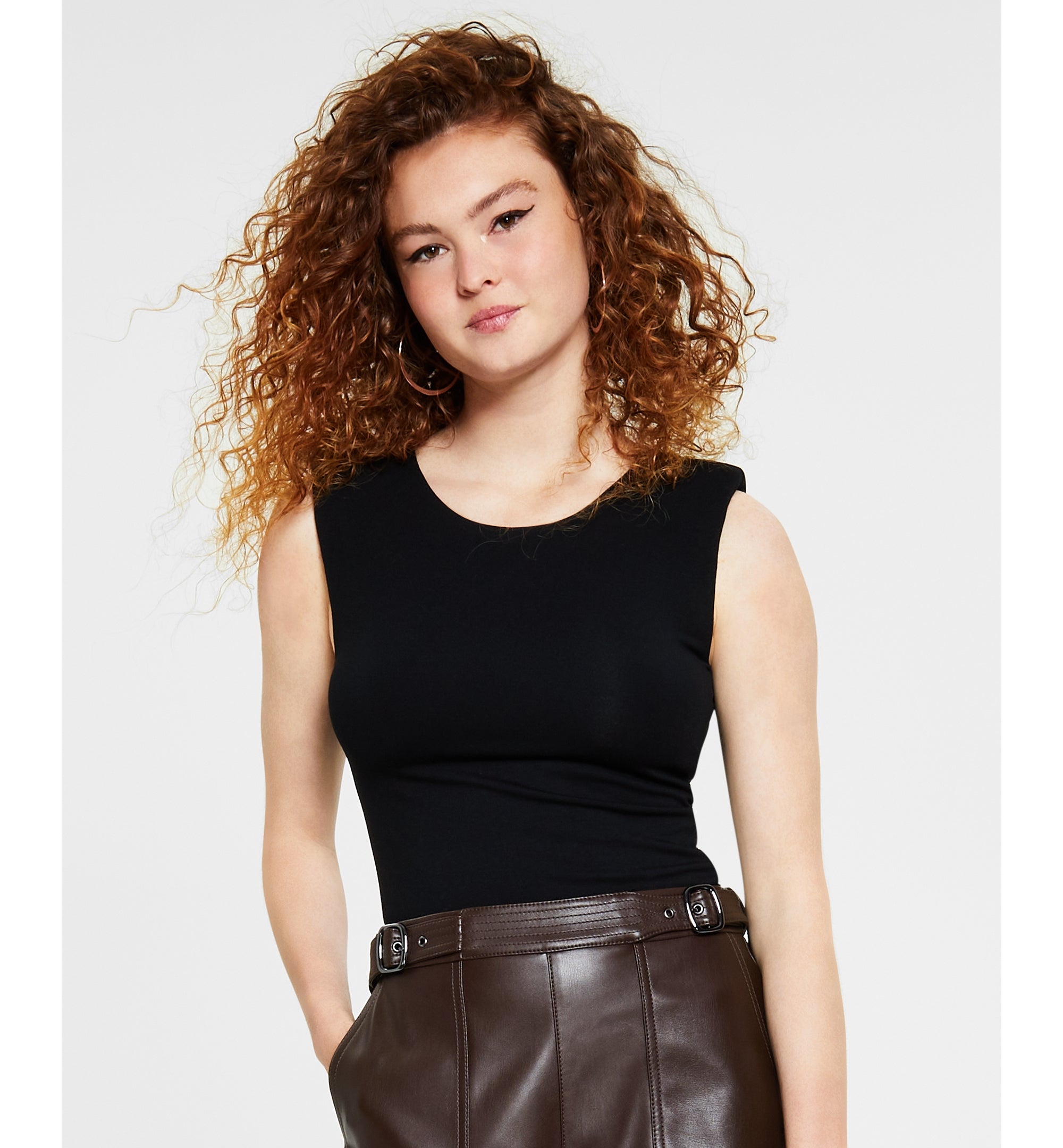 Women's Shoulder Pad Sleeveless Bodysuit