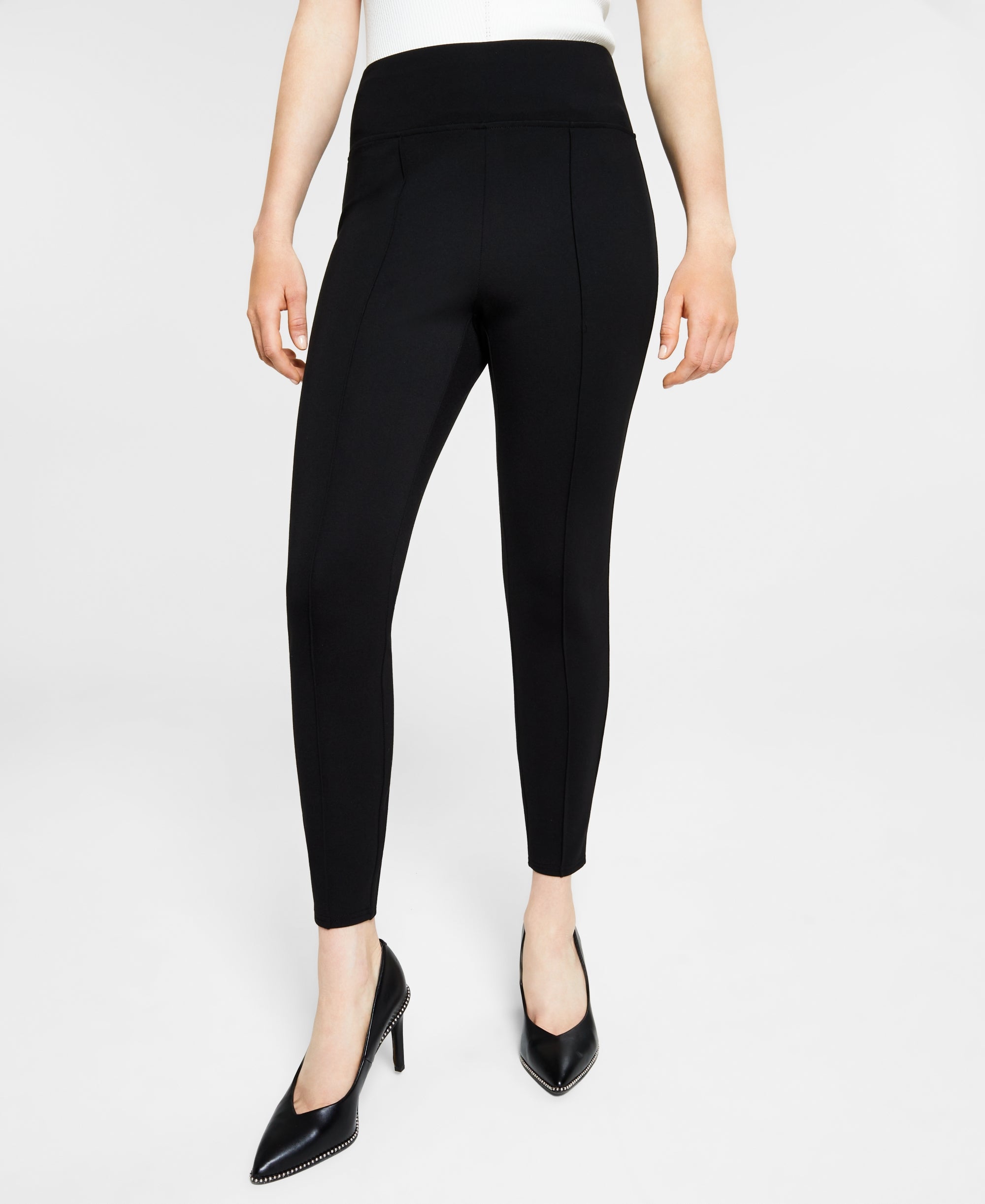 Women's High-Rise Ponté-Knit Leggings Deep Black S