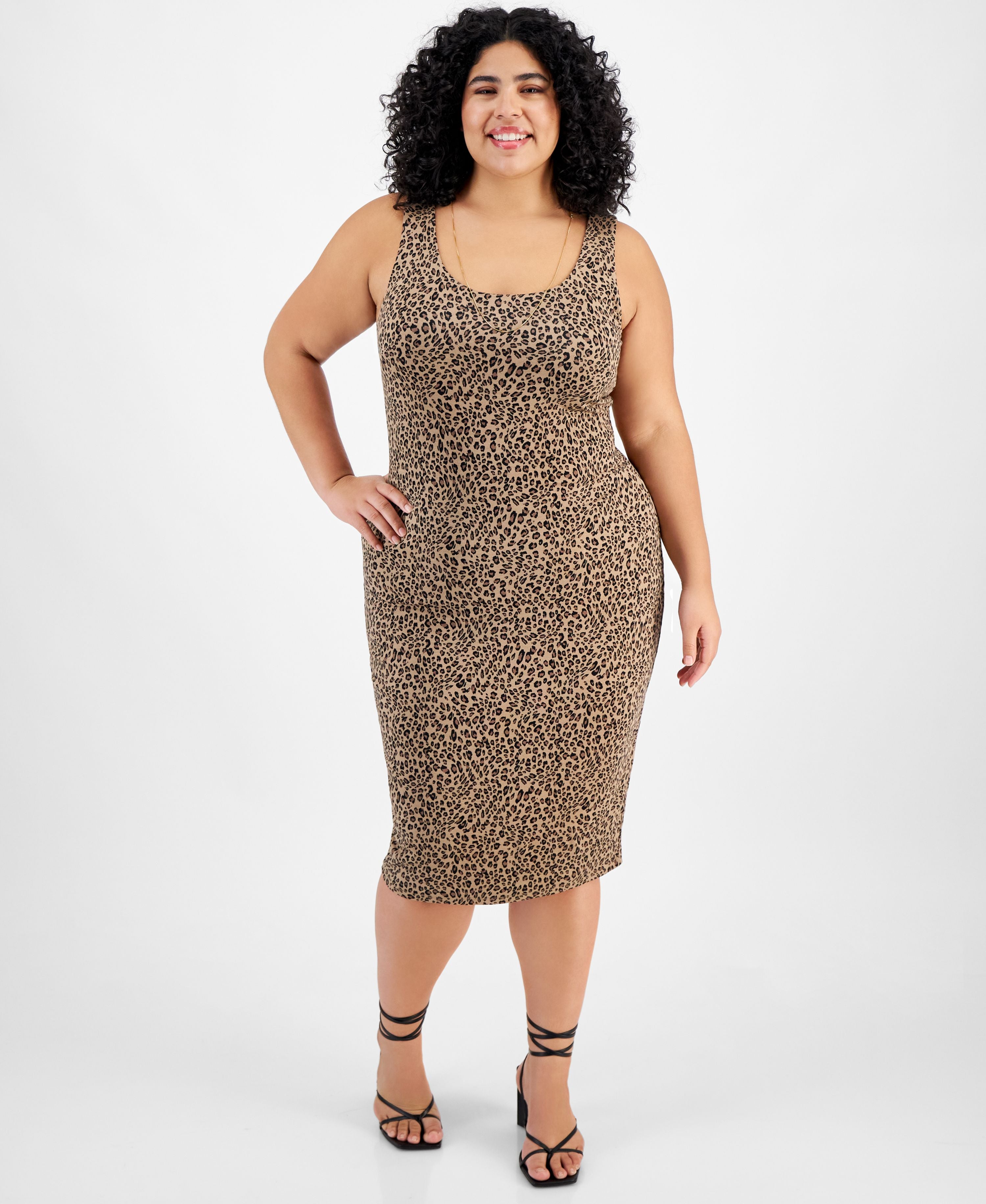 Plus Size Cheetah-Print Bodycon Midi Dress