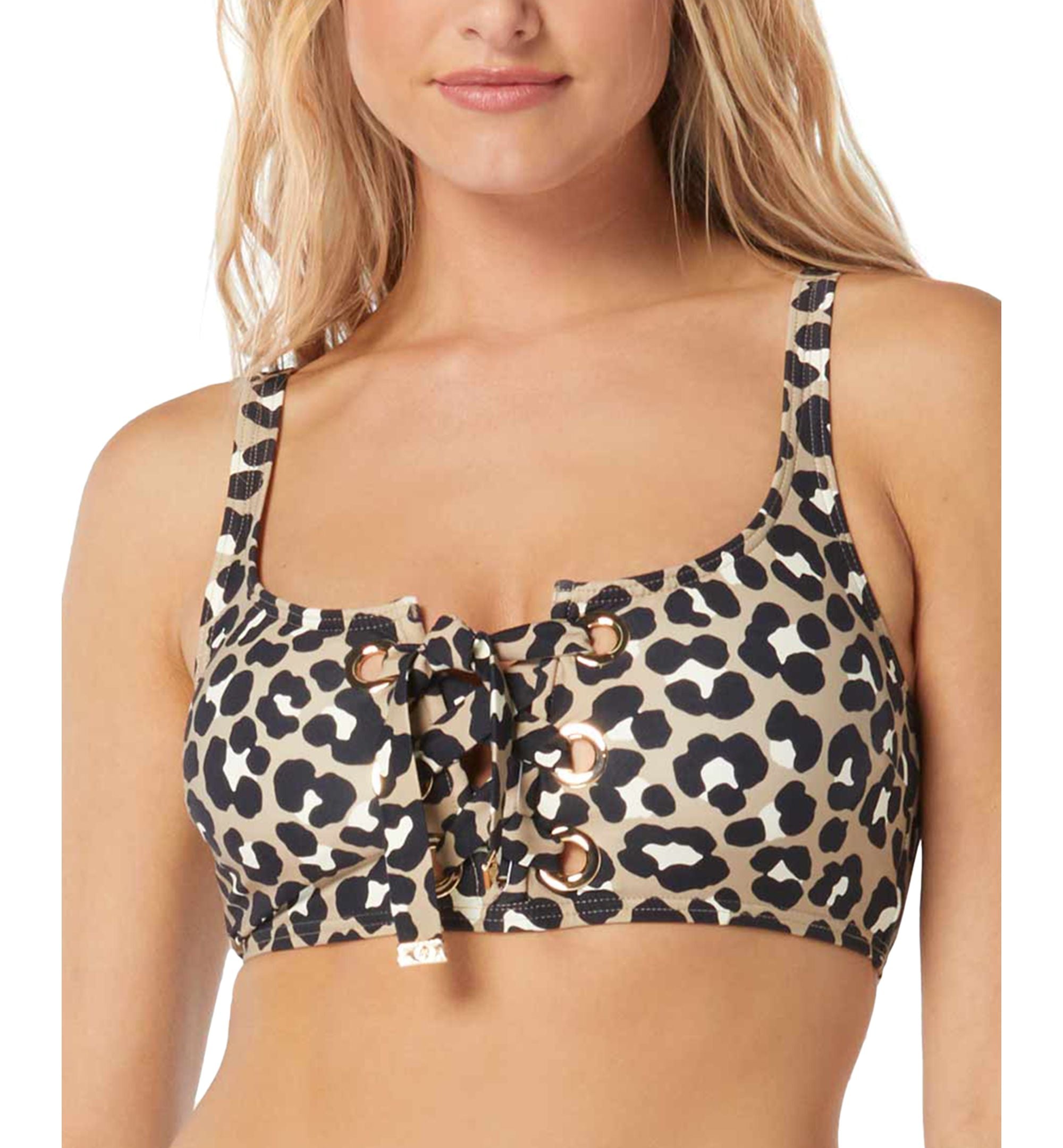 Women's Leopard-Print Lace-Up Bikini Top