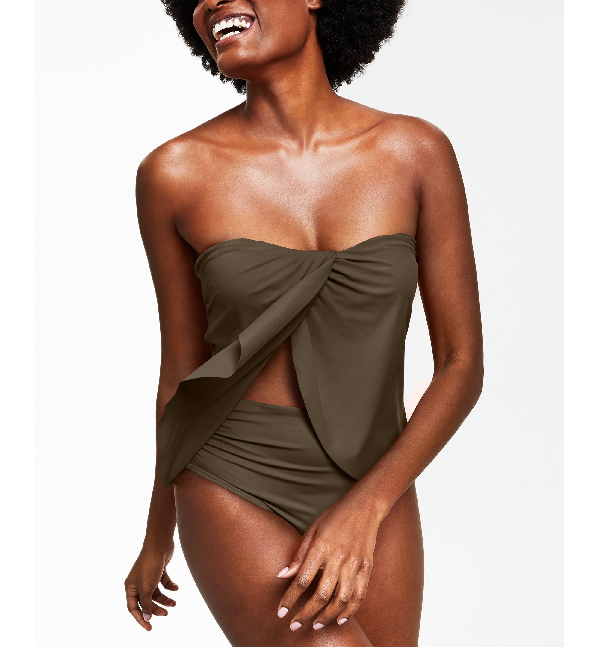 Strapless Draped Tankini Top