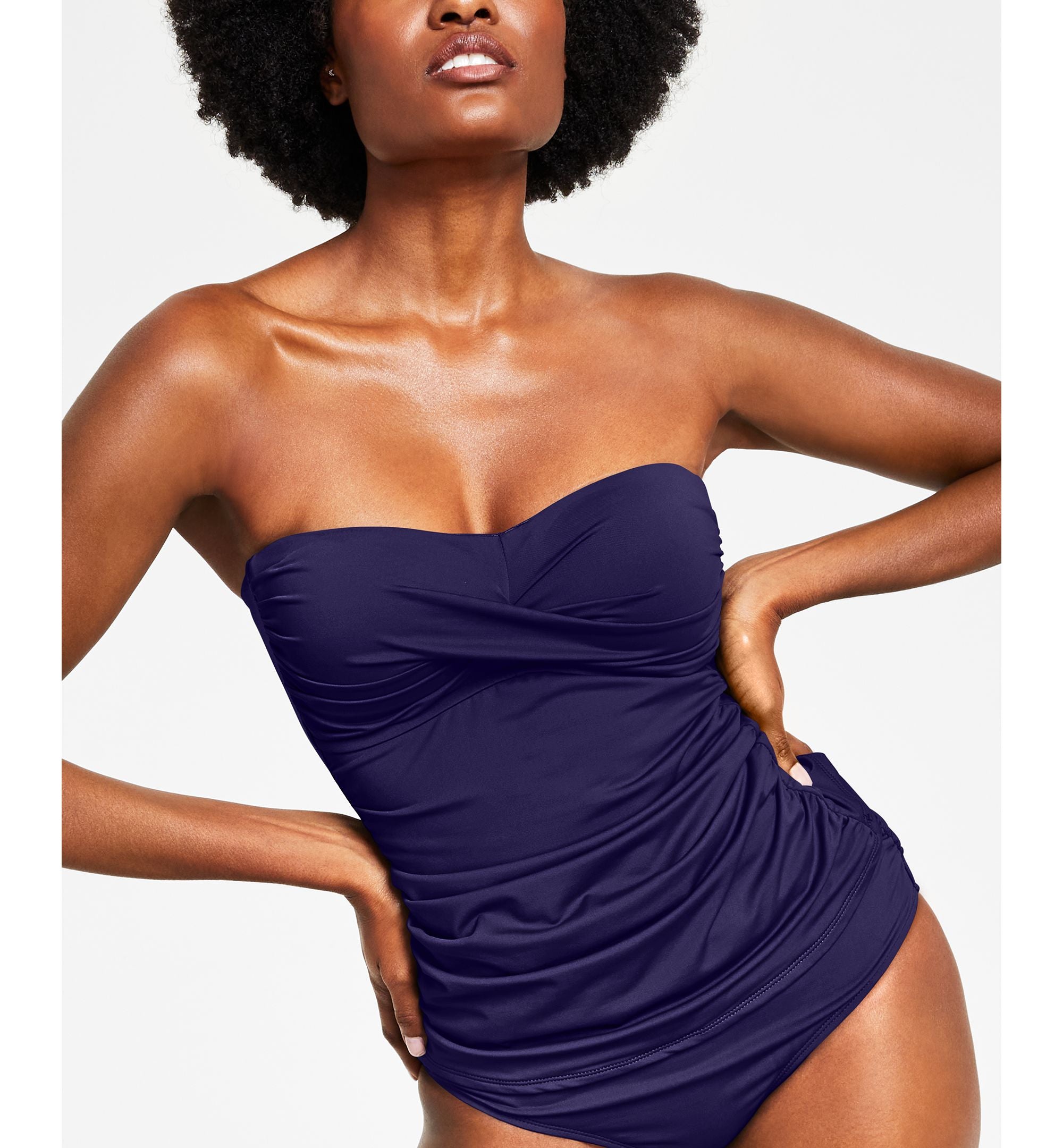 Twist-Front Ruched Tankini Top