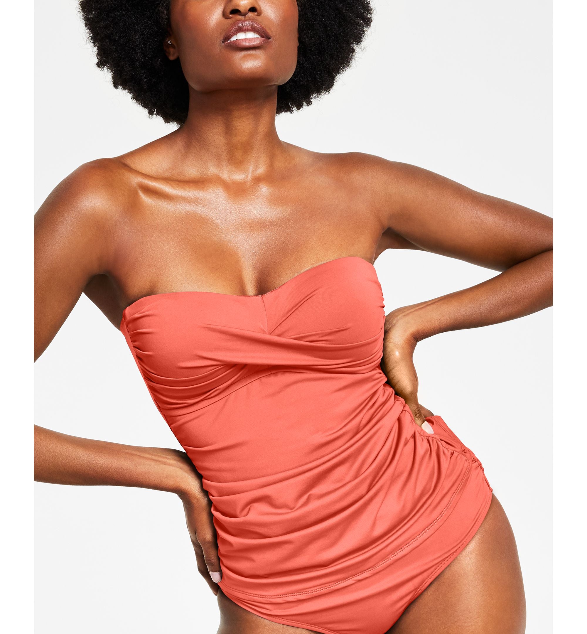 Twist-Front Ruched Tankini Top