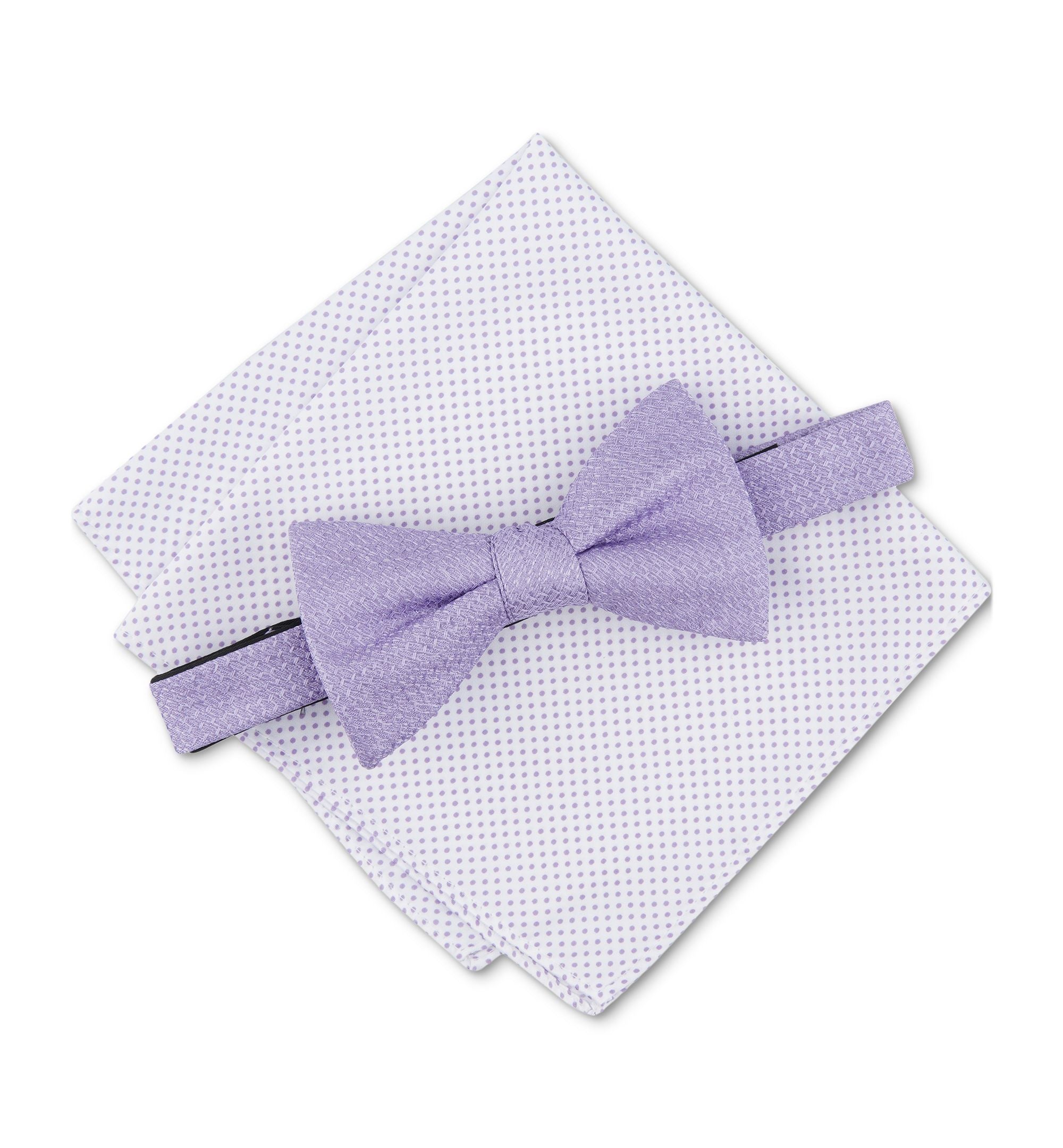 Men's Minetta Solid Bow Tie & Textured Pocket Square Set