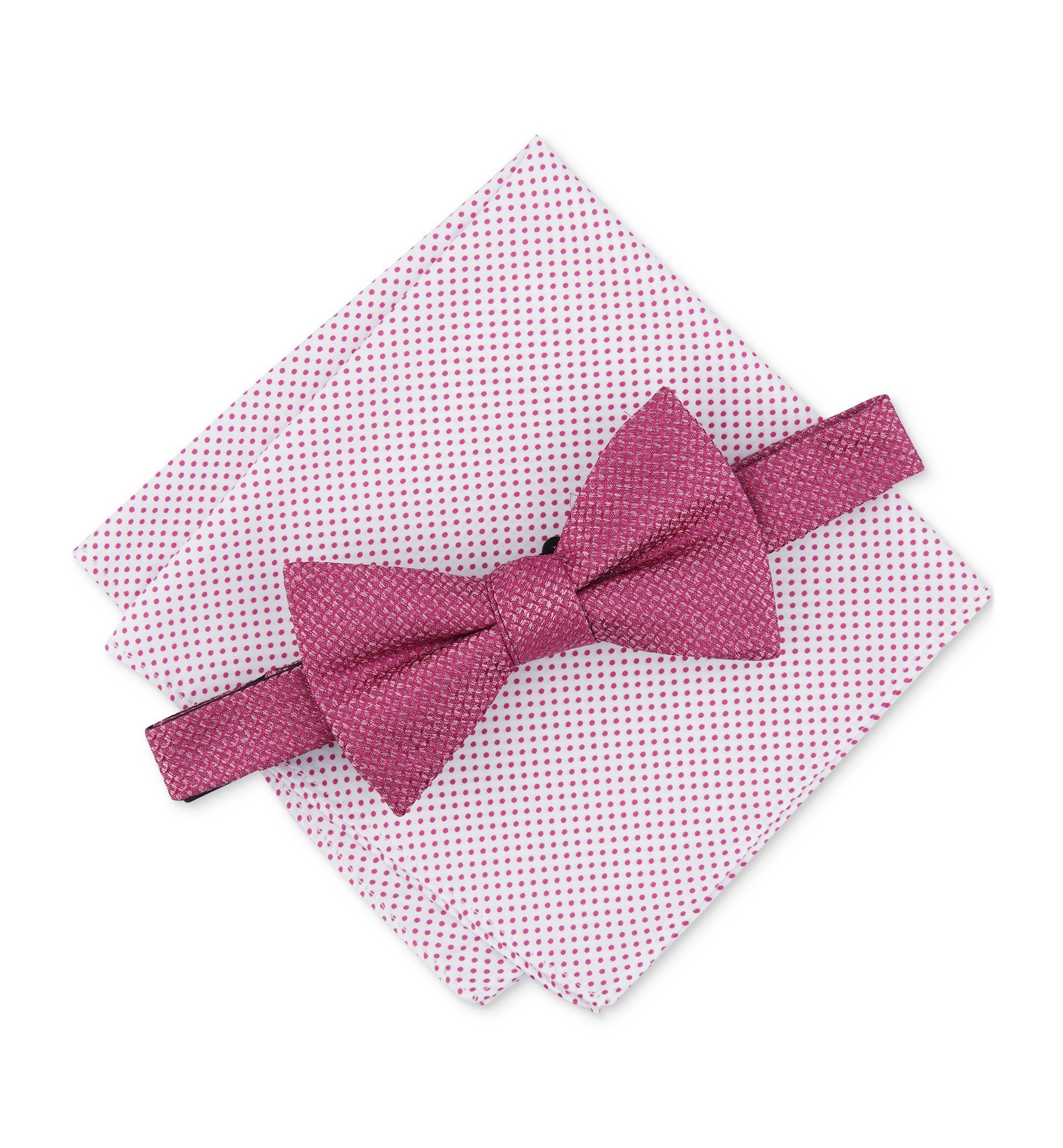 Men's Minetta Solid Bow Tie & Textured Pocket Square Set