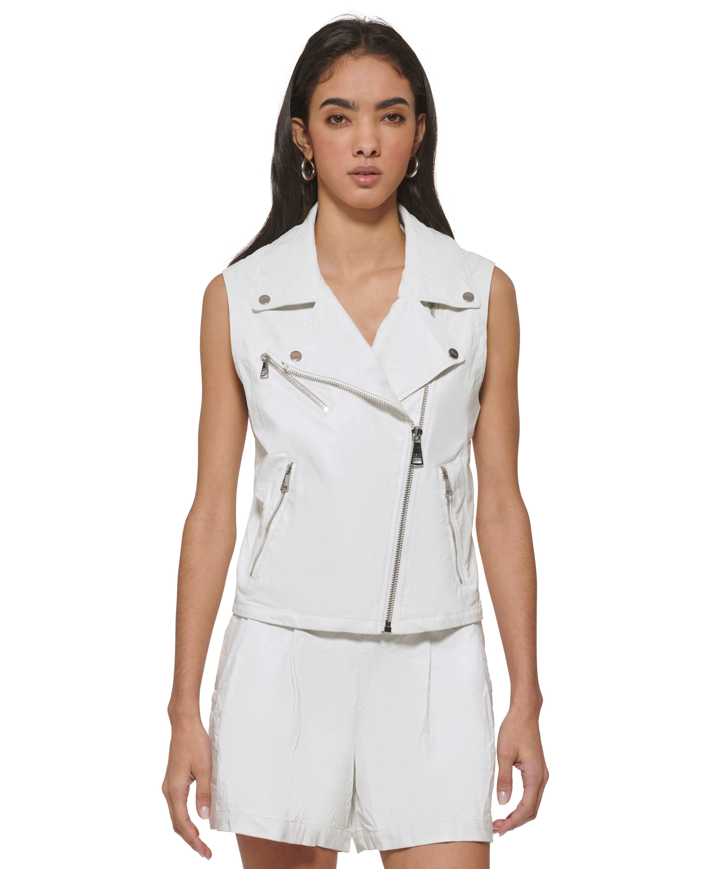 Women's Faux Leather Moto Vest