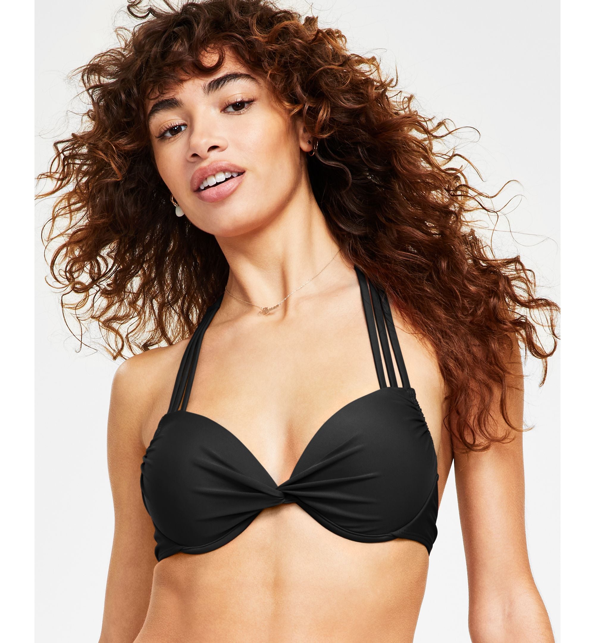 Juniors' Strappy Underwire Push-Up Bikini Top