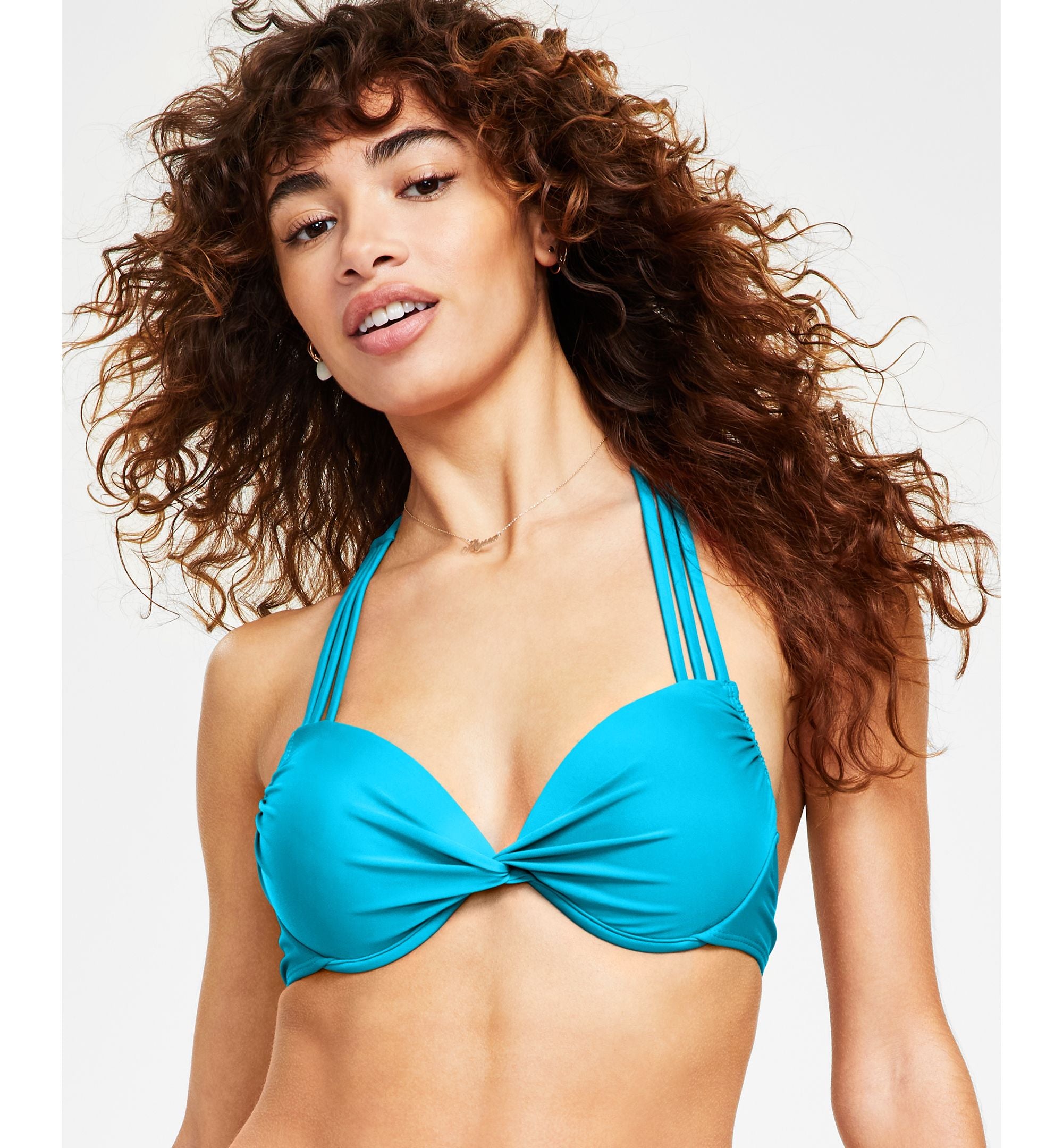 Juniors' Strappy Underwire Push-Up Bikini Top