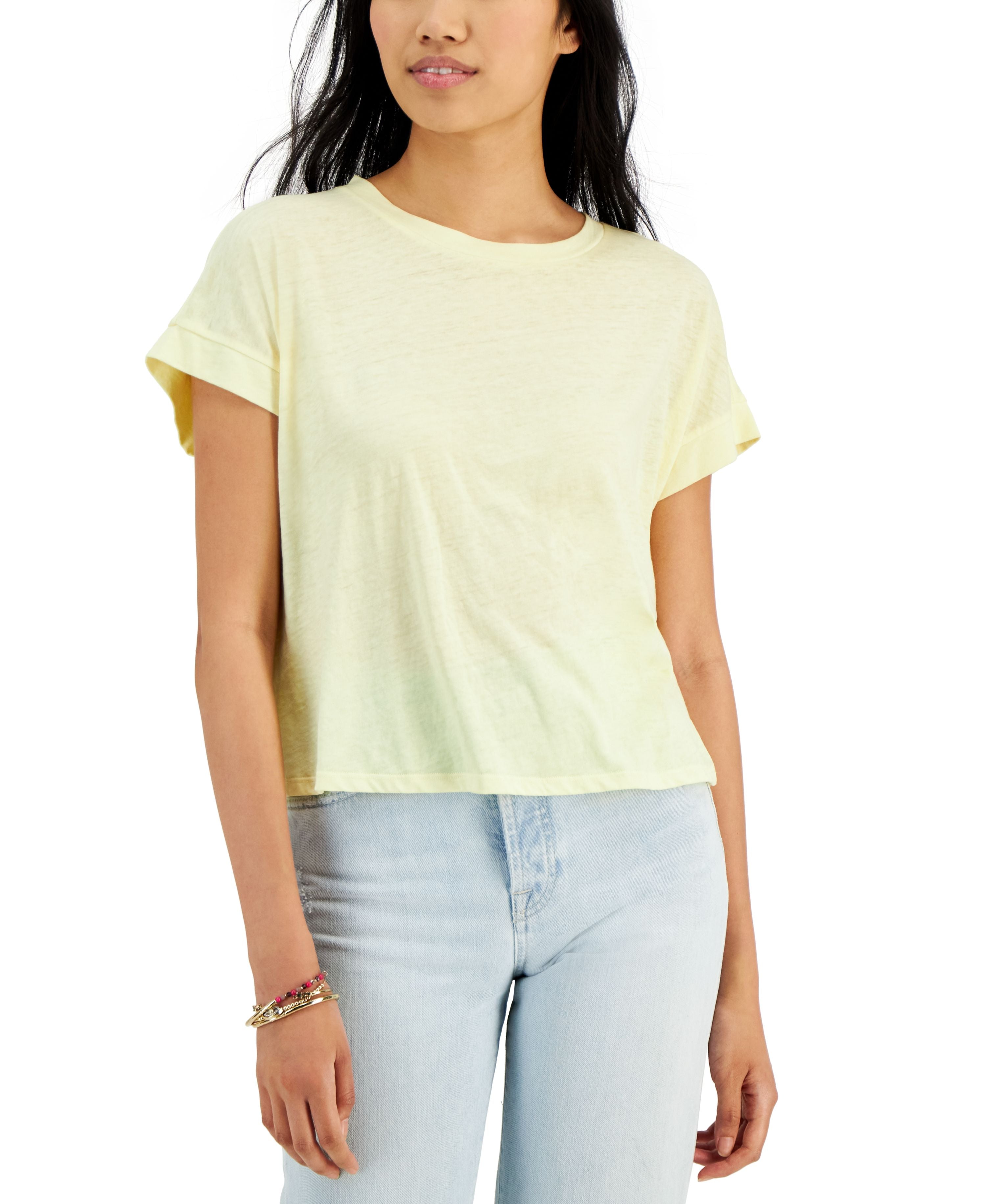 Juniors' Burnout Short-Sleeve Crop T-Shirt