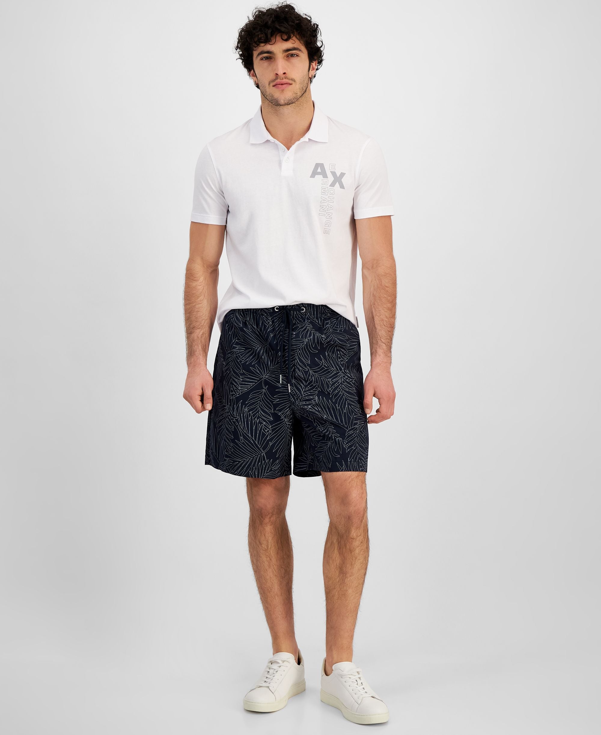 Men's Palm-Print Drawstring Shorts
