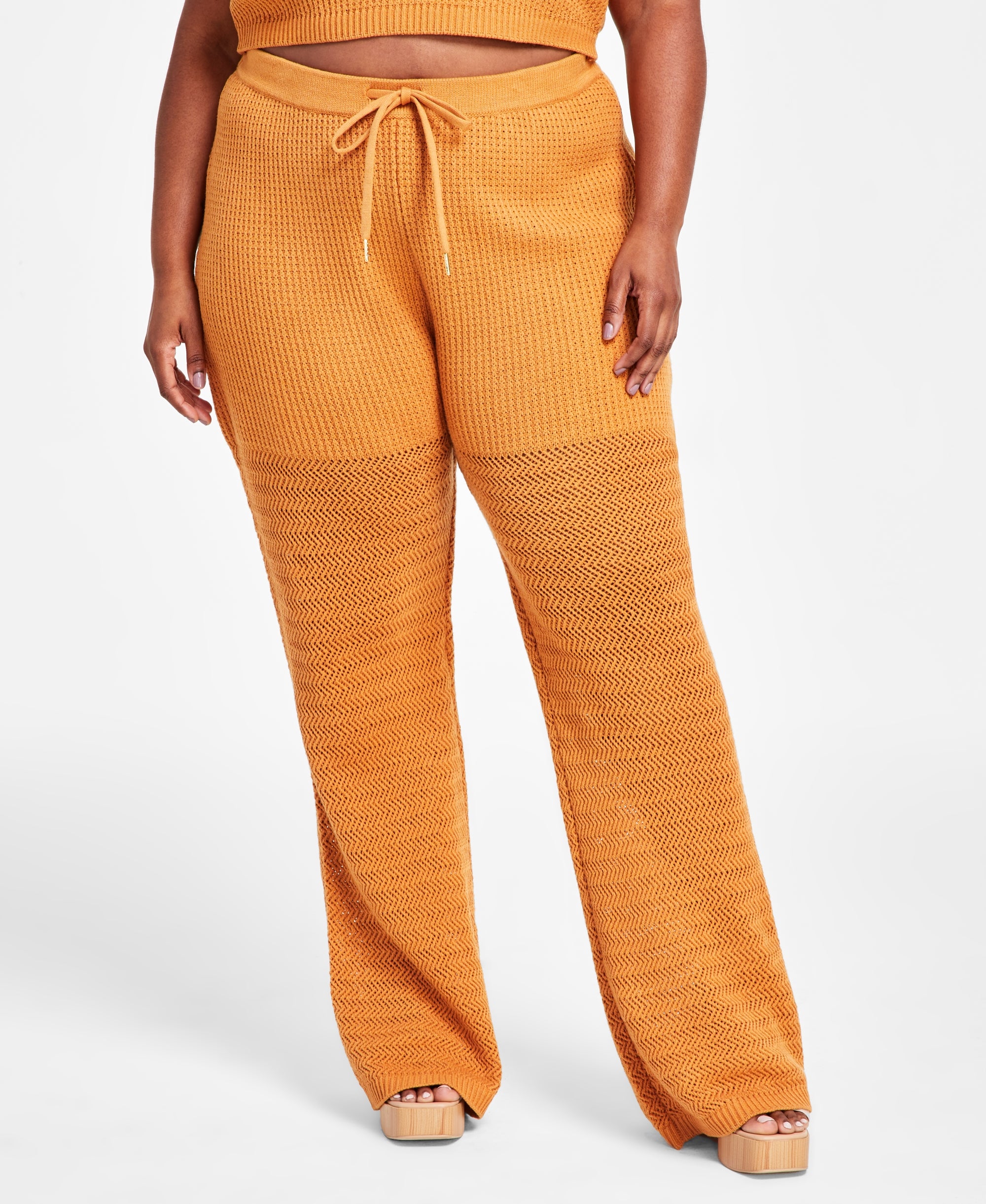 Trendy Plus Size High-Rise Crochet Pants
