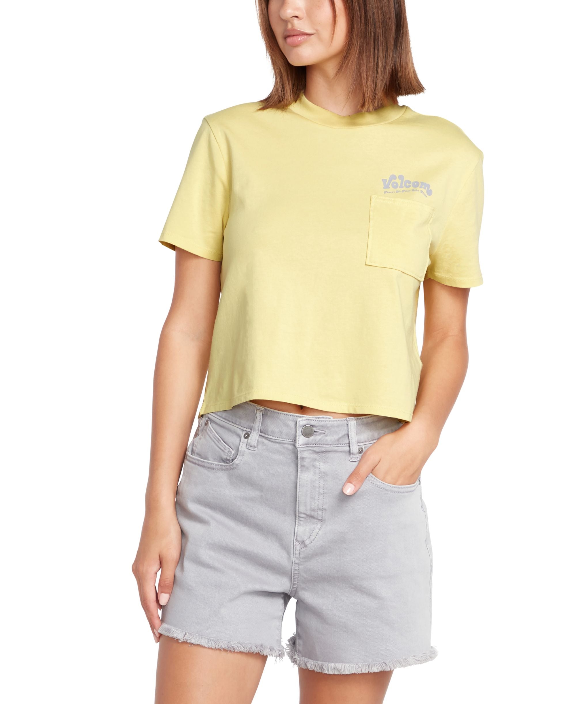 Juniors' Pocket Dial Cotton Cropped T-Shirt