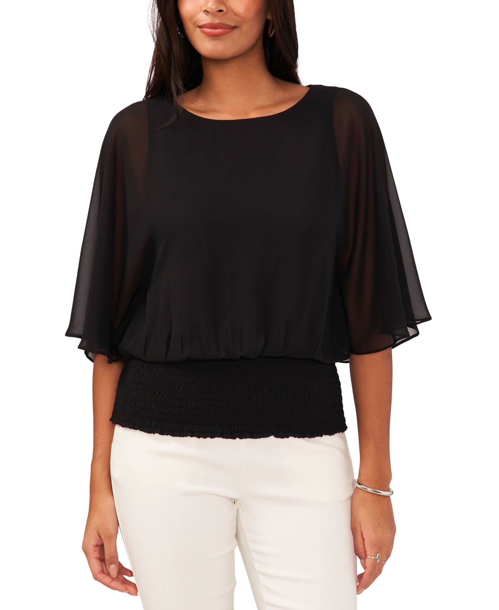Sam Jess Printed Smocked Waist Top