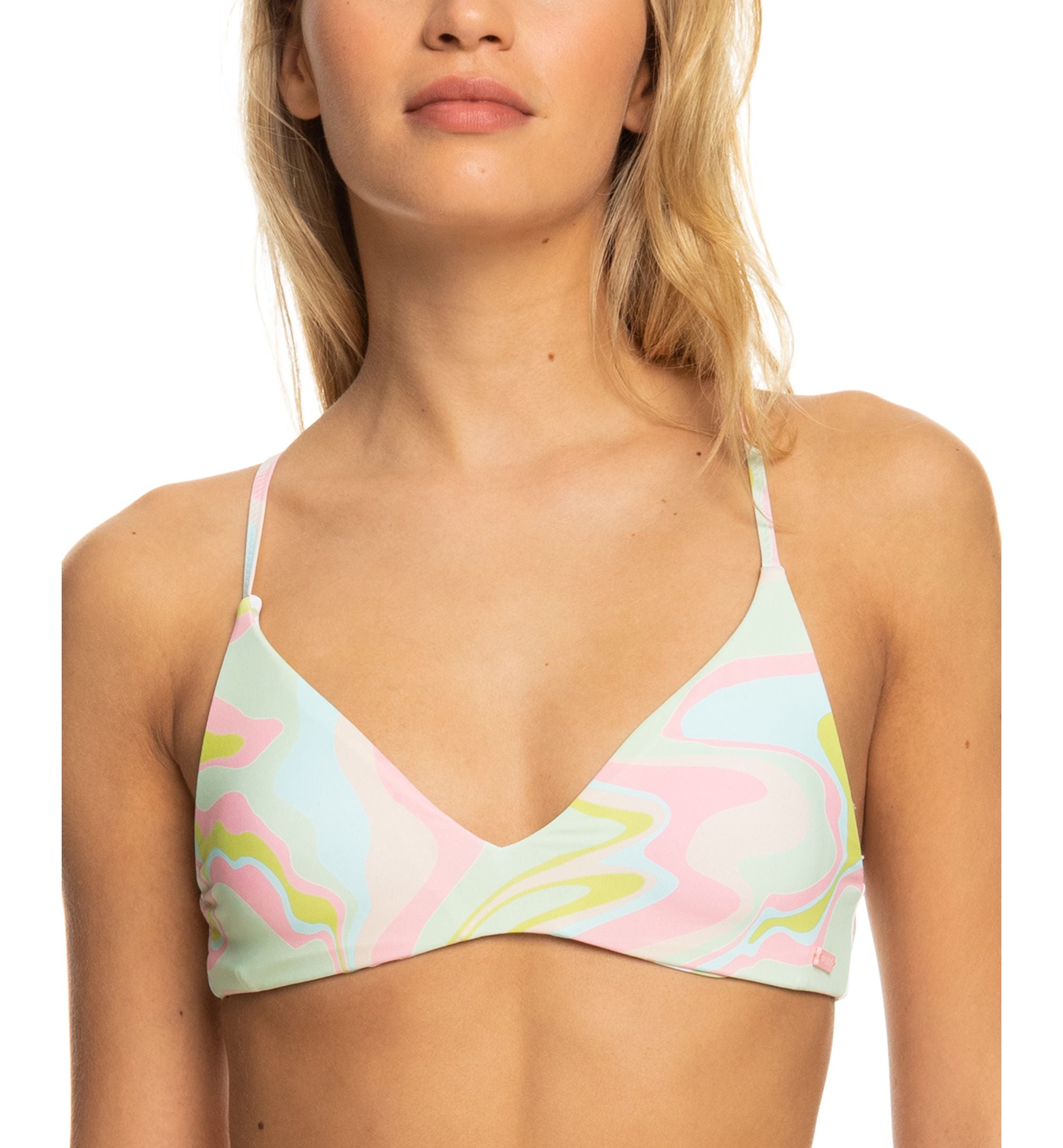 Juniors' Tropics Hype Reversible Athletic Triangle Bikini Top