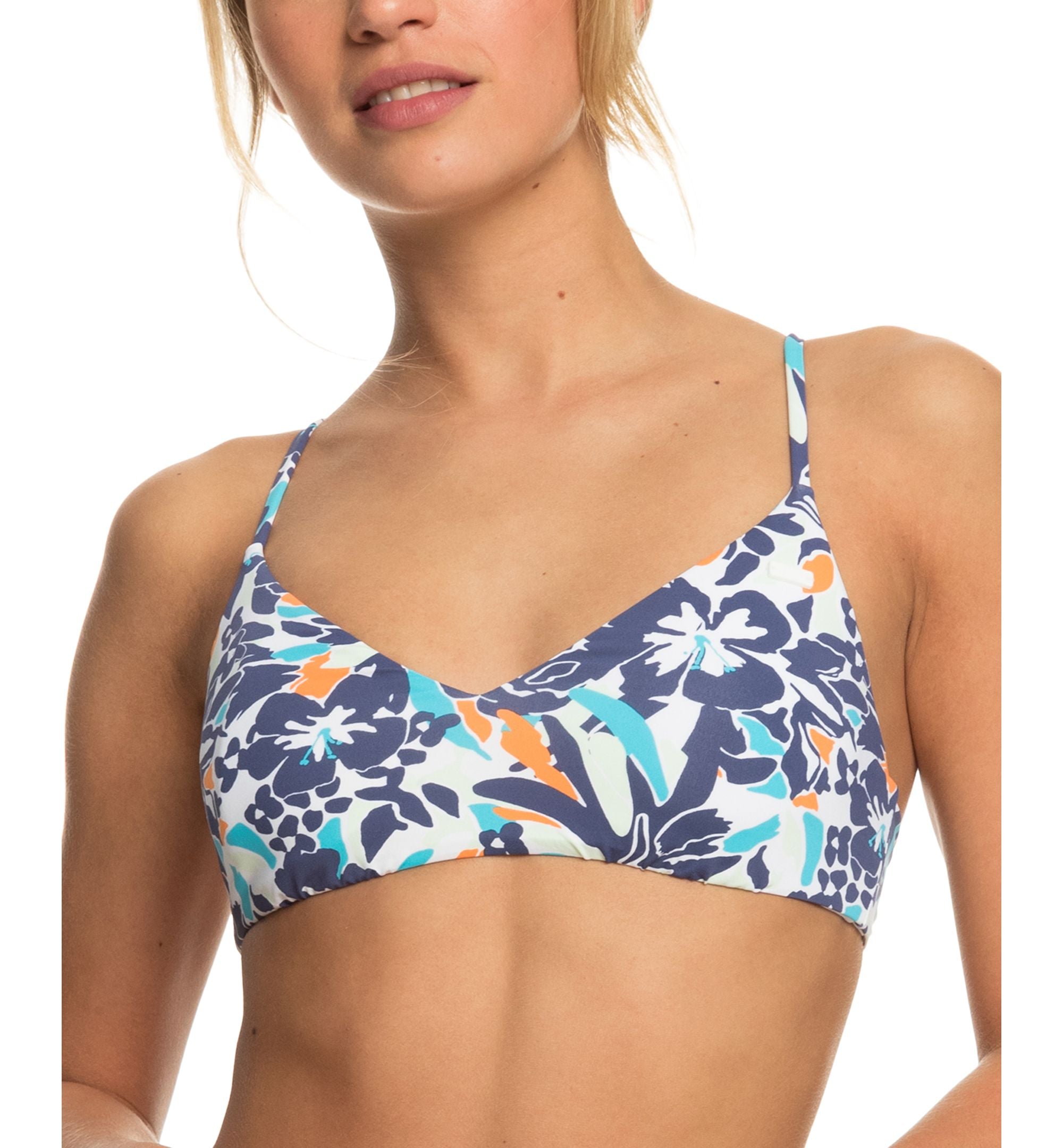 Juniors' Printed Beach Classics Athletic Triangle Bikini Top