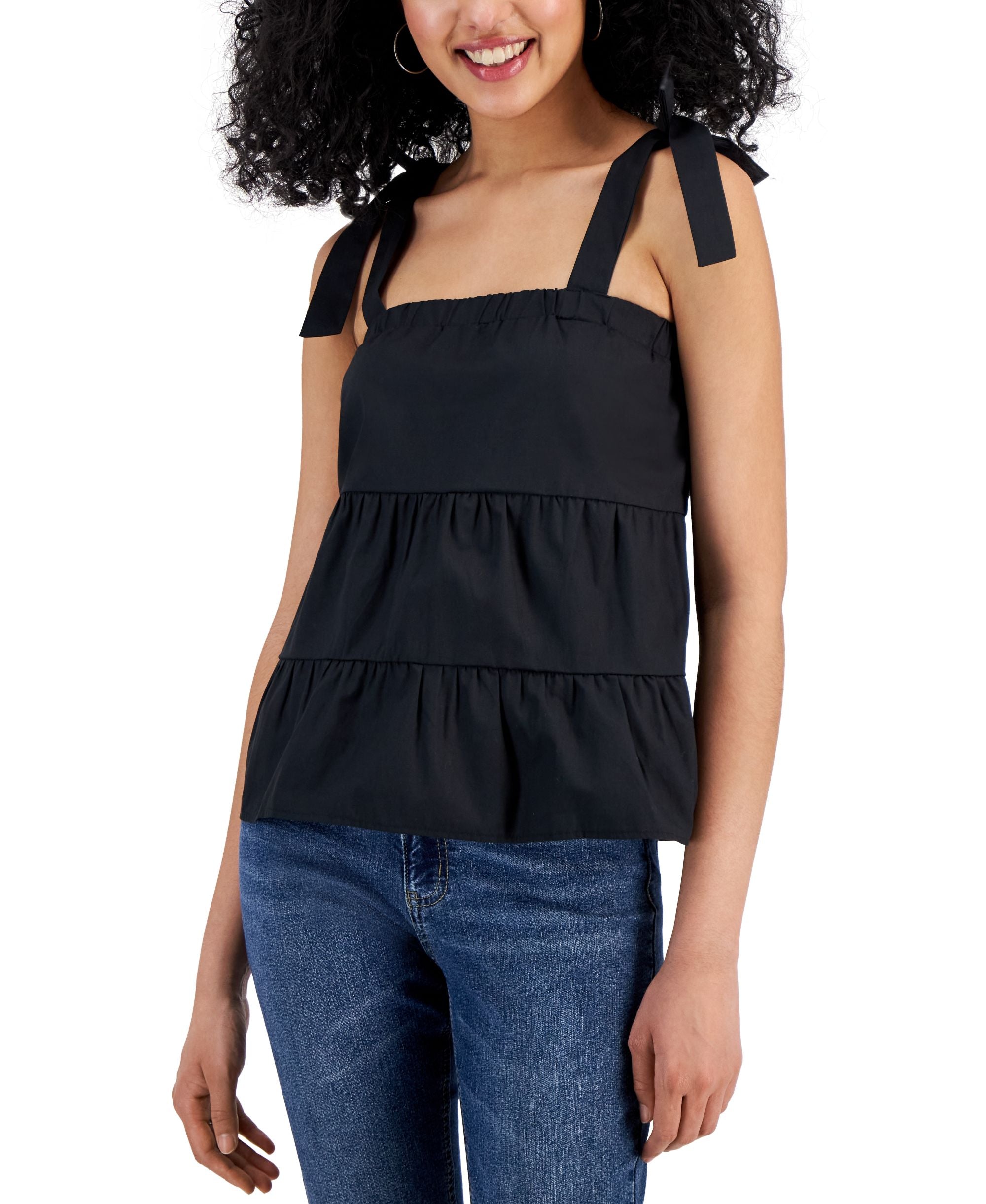 Juniors' Tiered Tie-Strap Camisole