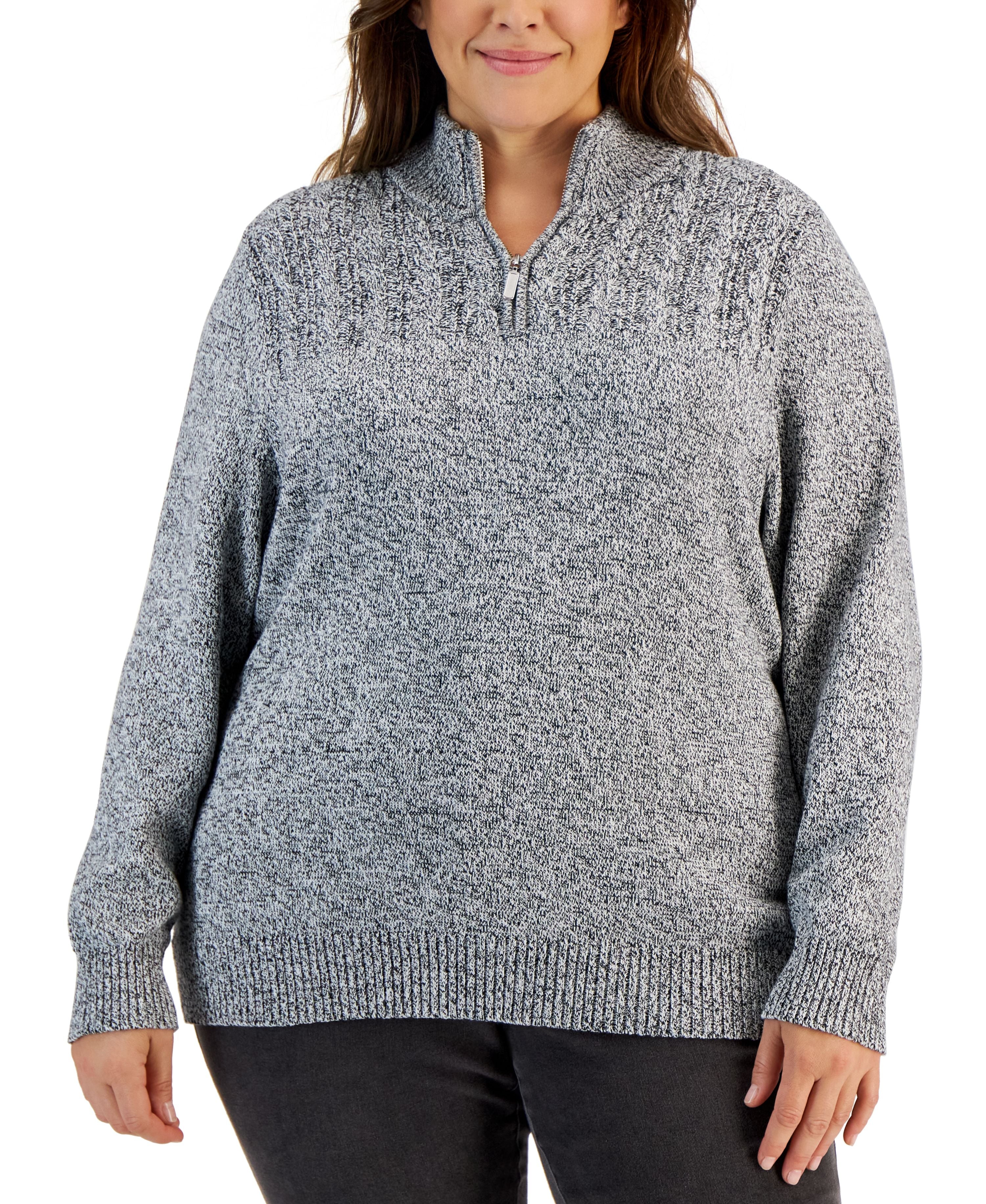 Plus Size Cotton Marled Sweater