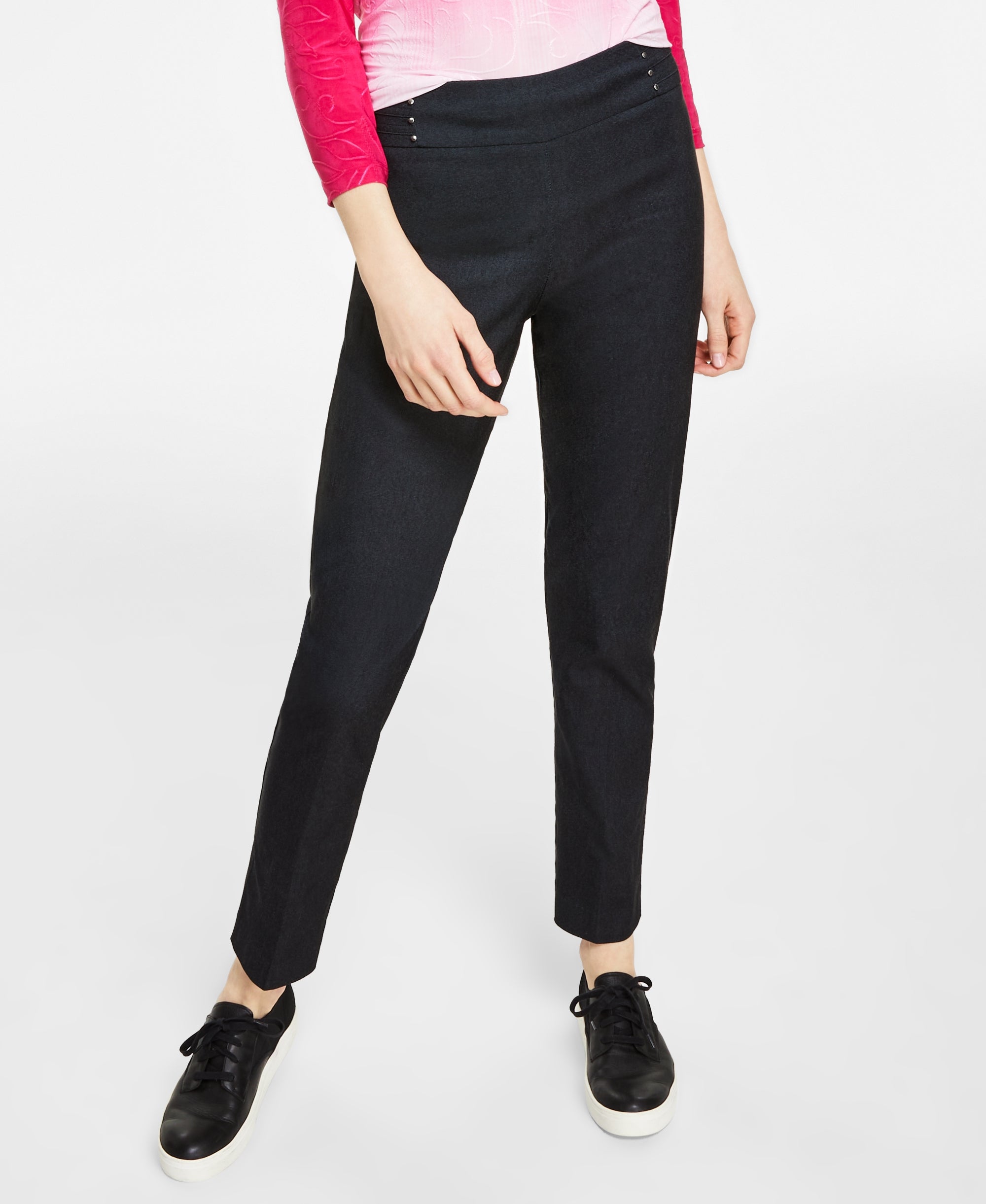 Women's Studded Pull-On Tummy Control Pants Waverly Denim L Short