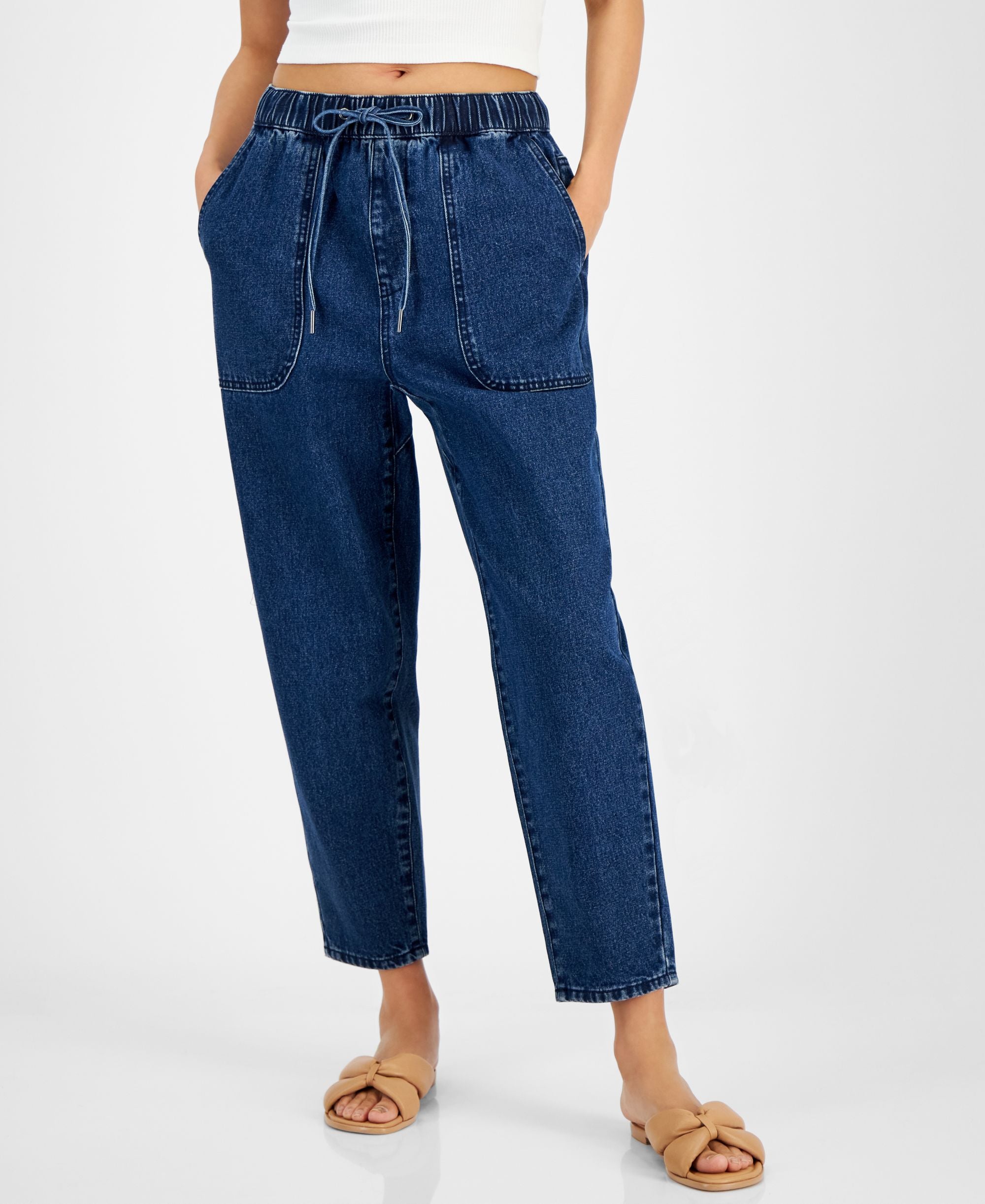 Juniors' Denim Drawstring Pants