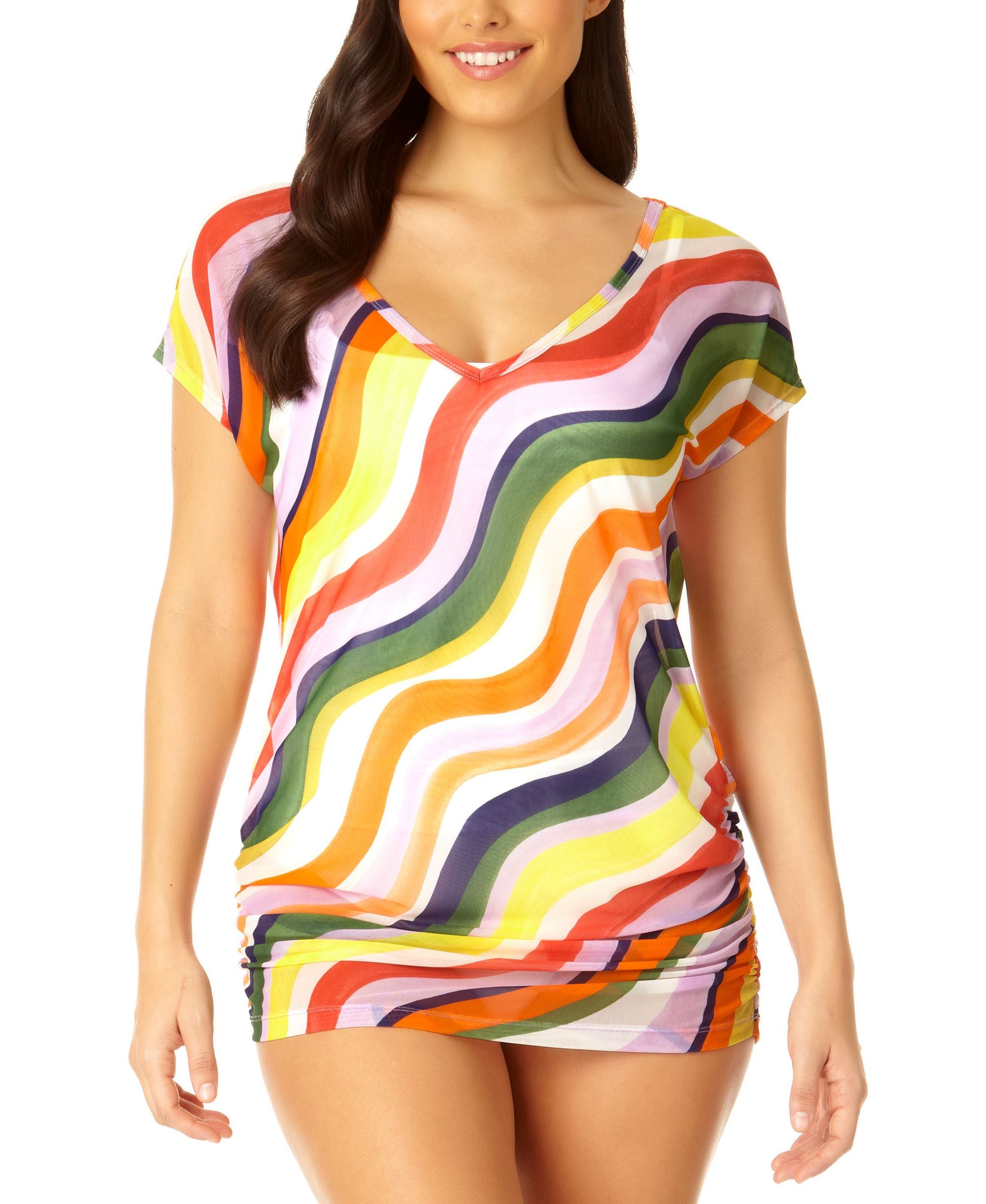 Women's Printed Mesh Tunic Swim Cover-Up