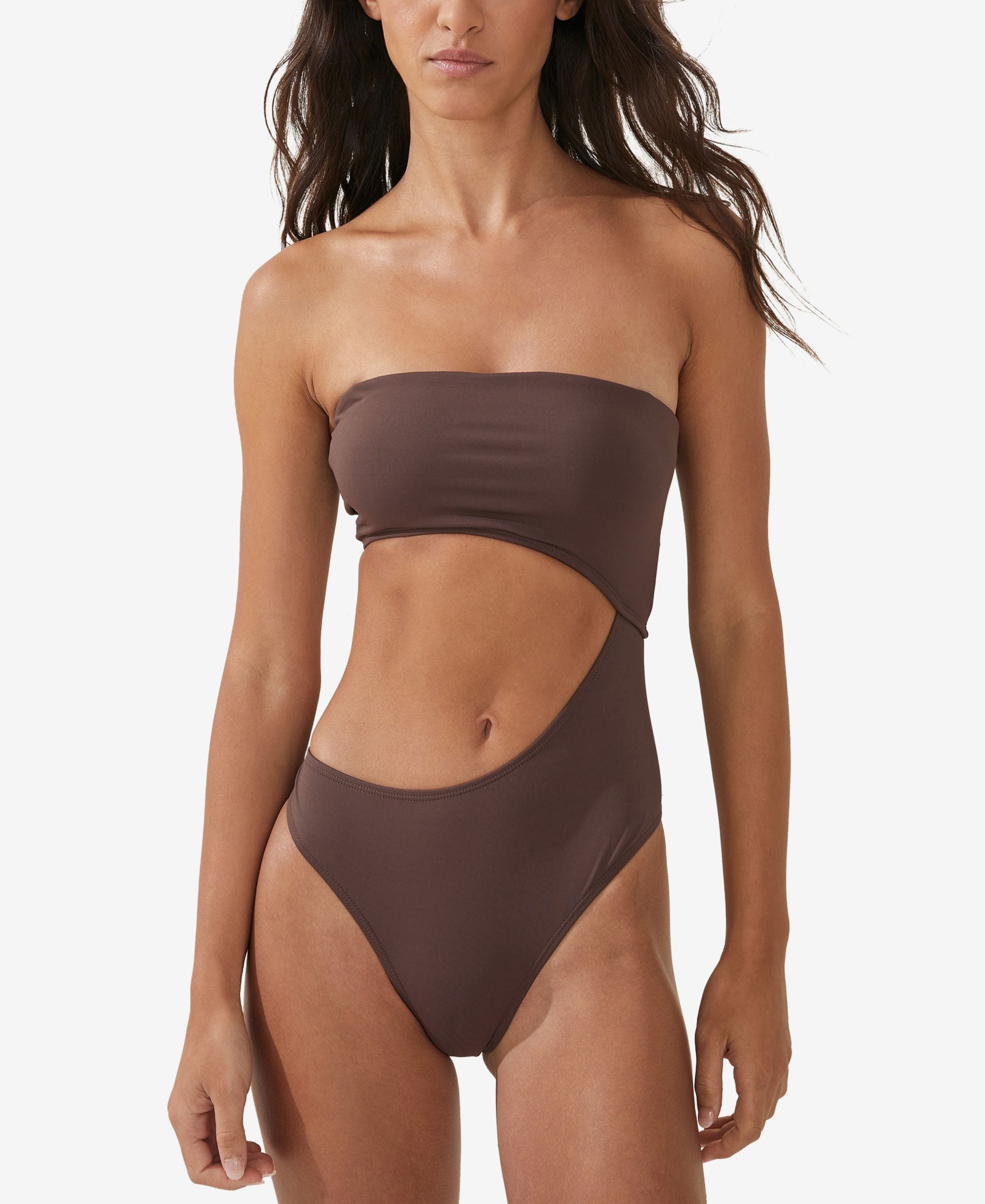 Women's Strapless Cutout Brazilian One-Piece Swimsuit