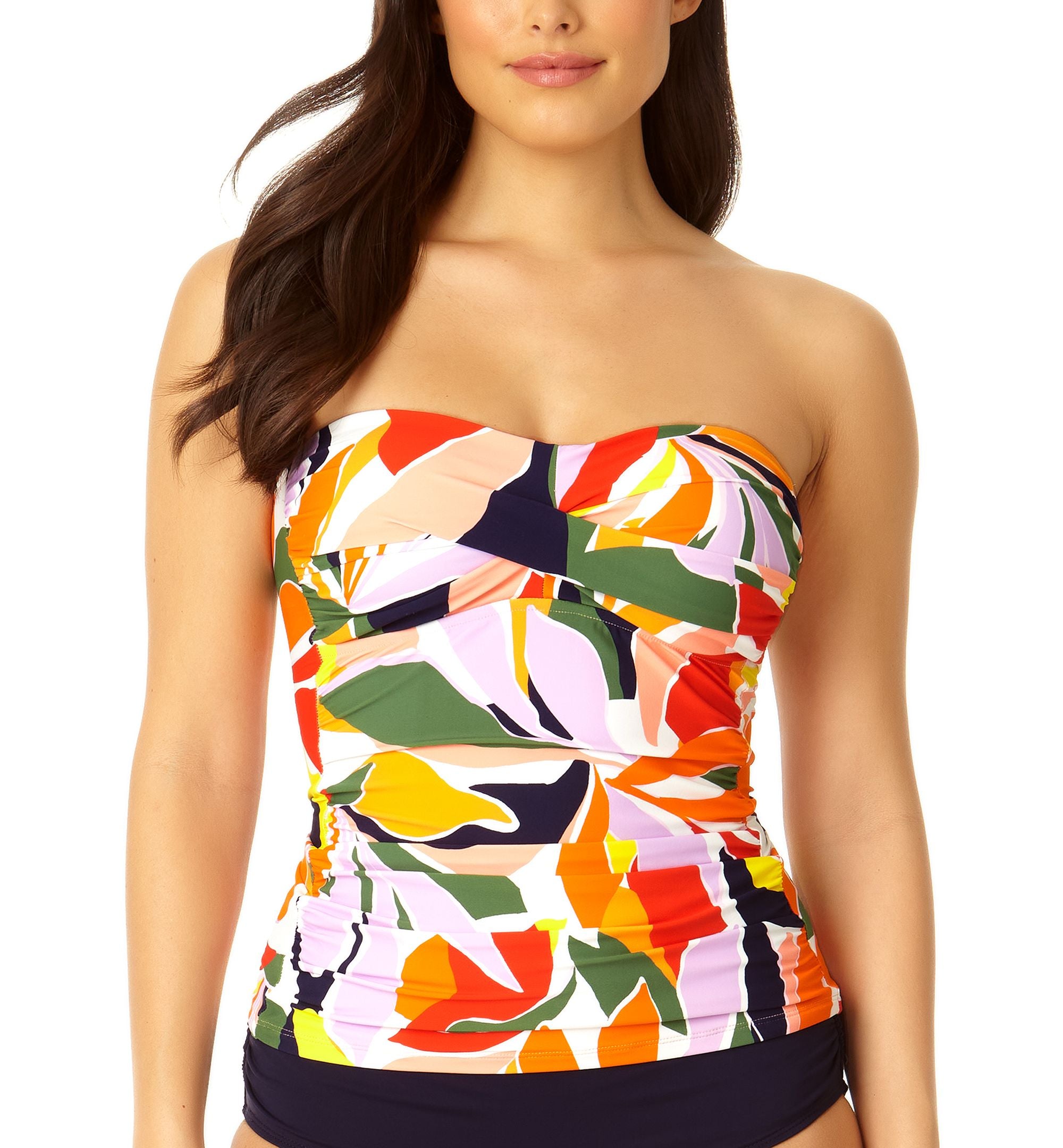 Women's Twist-Front Ruched Tankini Top