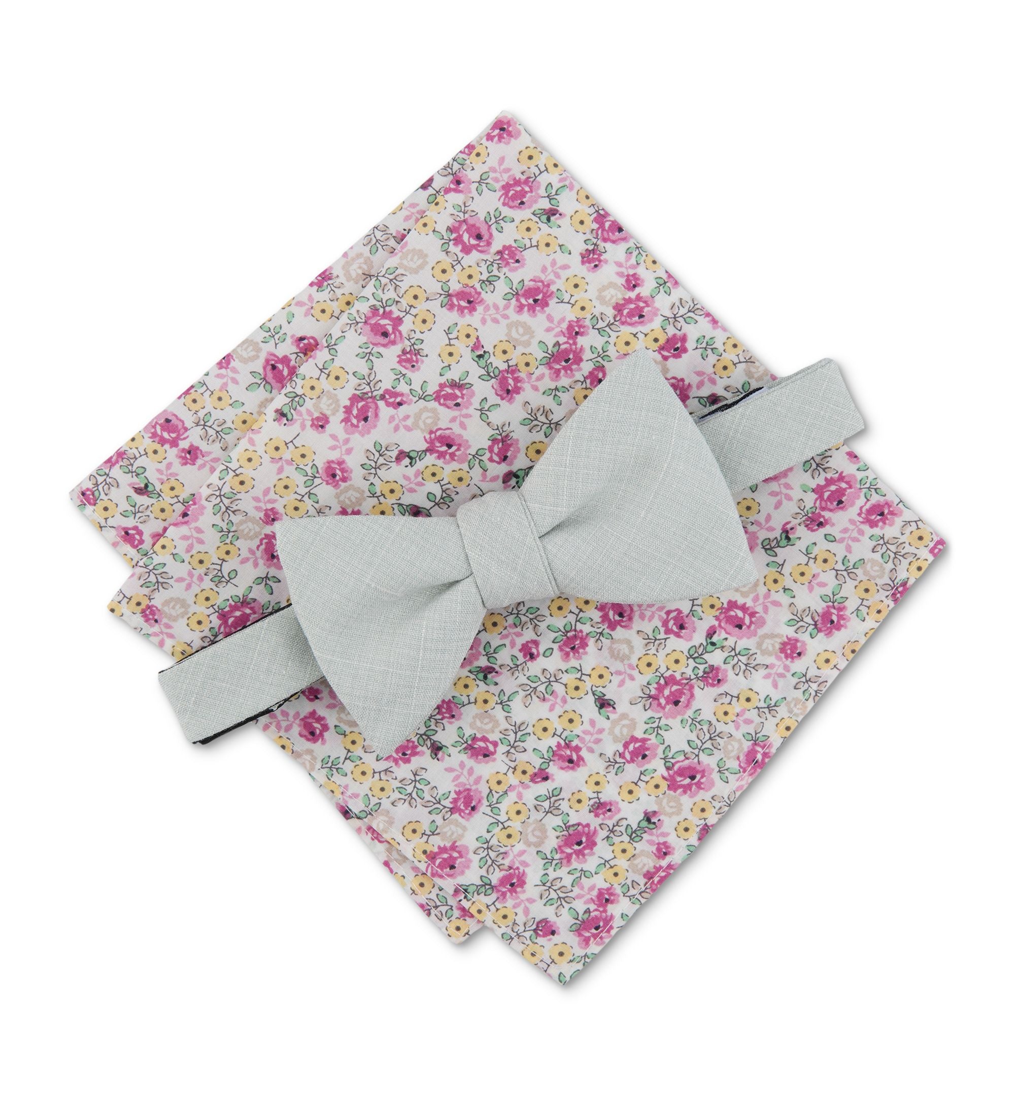 Men's Alden Solid Bow Tie & Floral Pocket Square Set