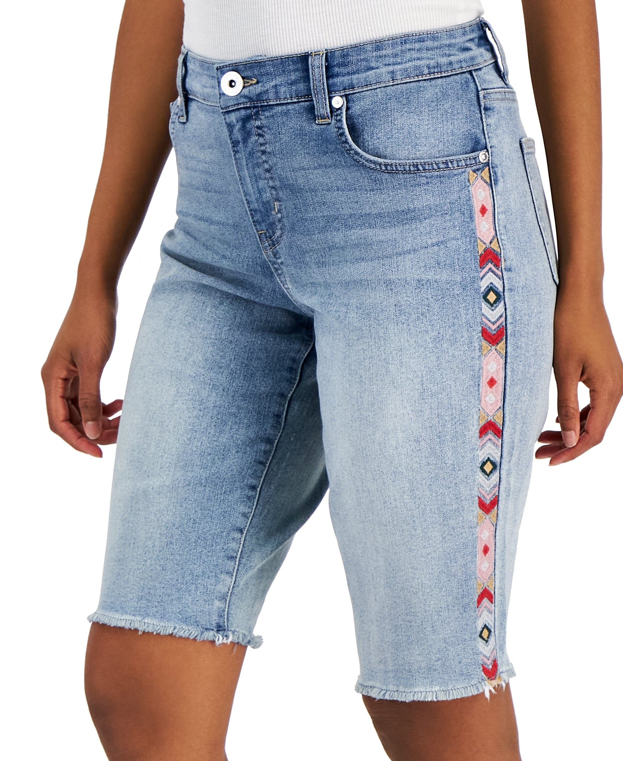 Women's Embroidered Denim Bermuda Short