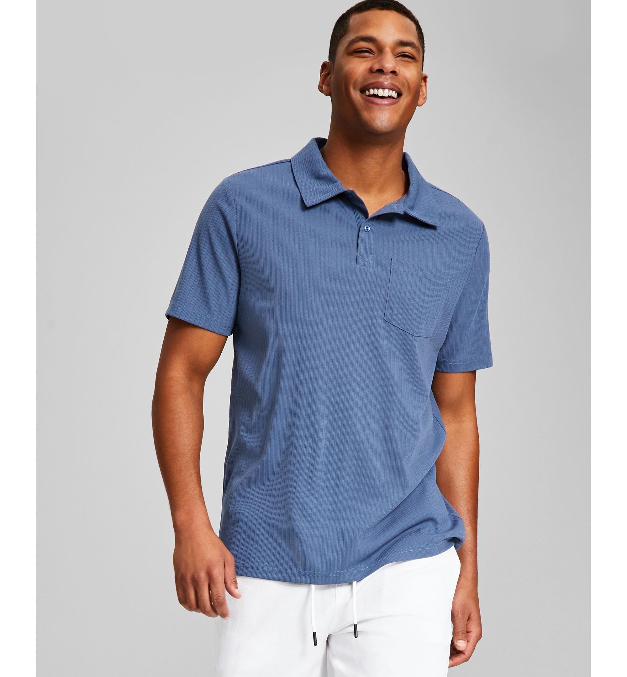 Men's Textured Short-Sleeve Polo Shirt