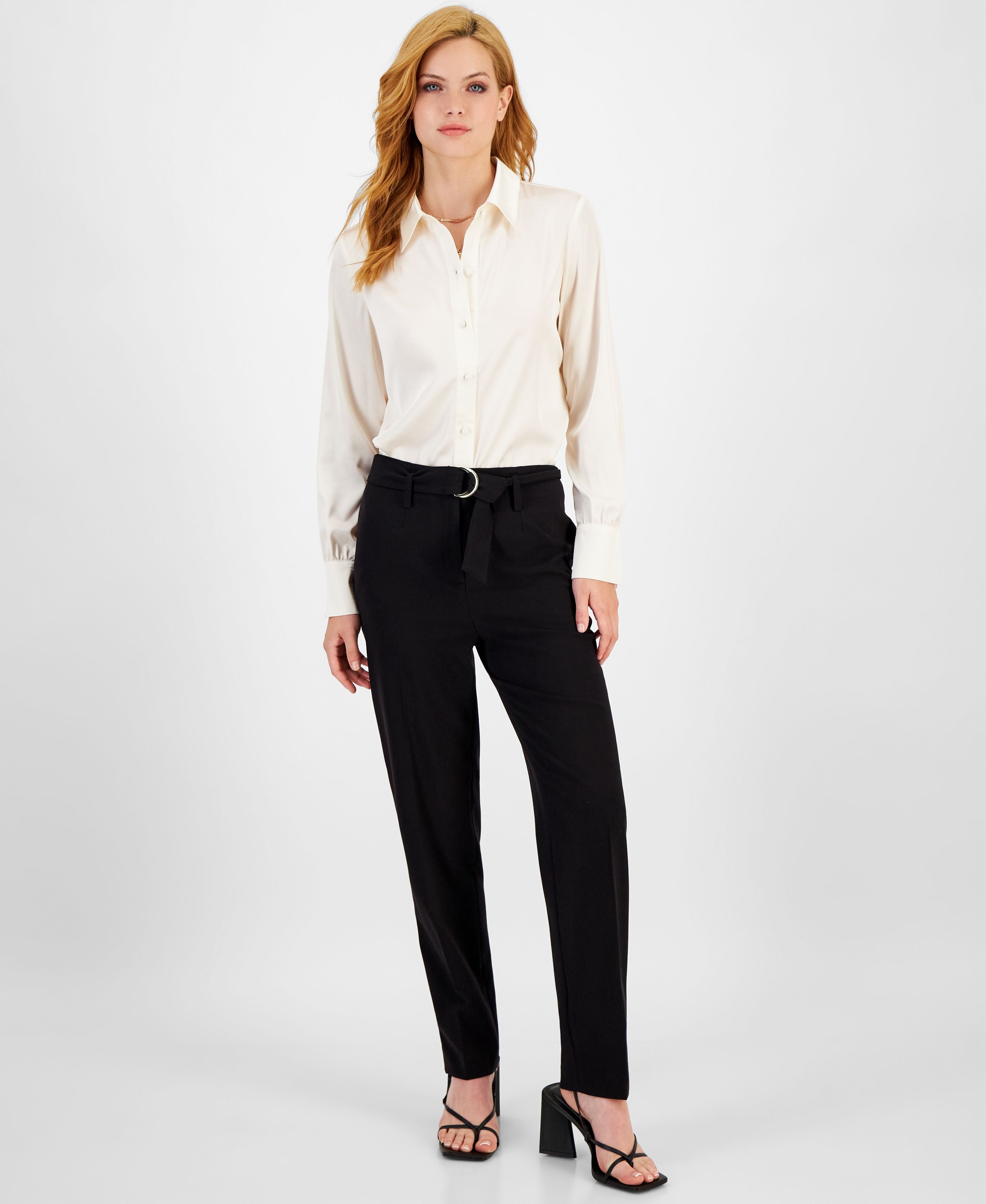 Women's Bi-Stretch Belted Ankle Pants