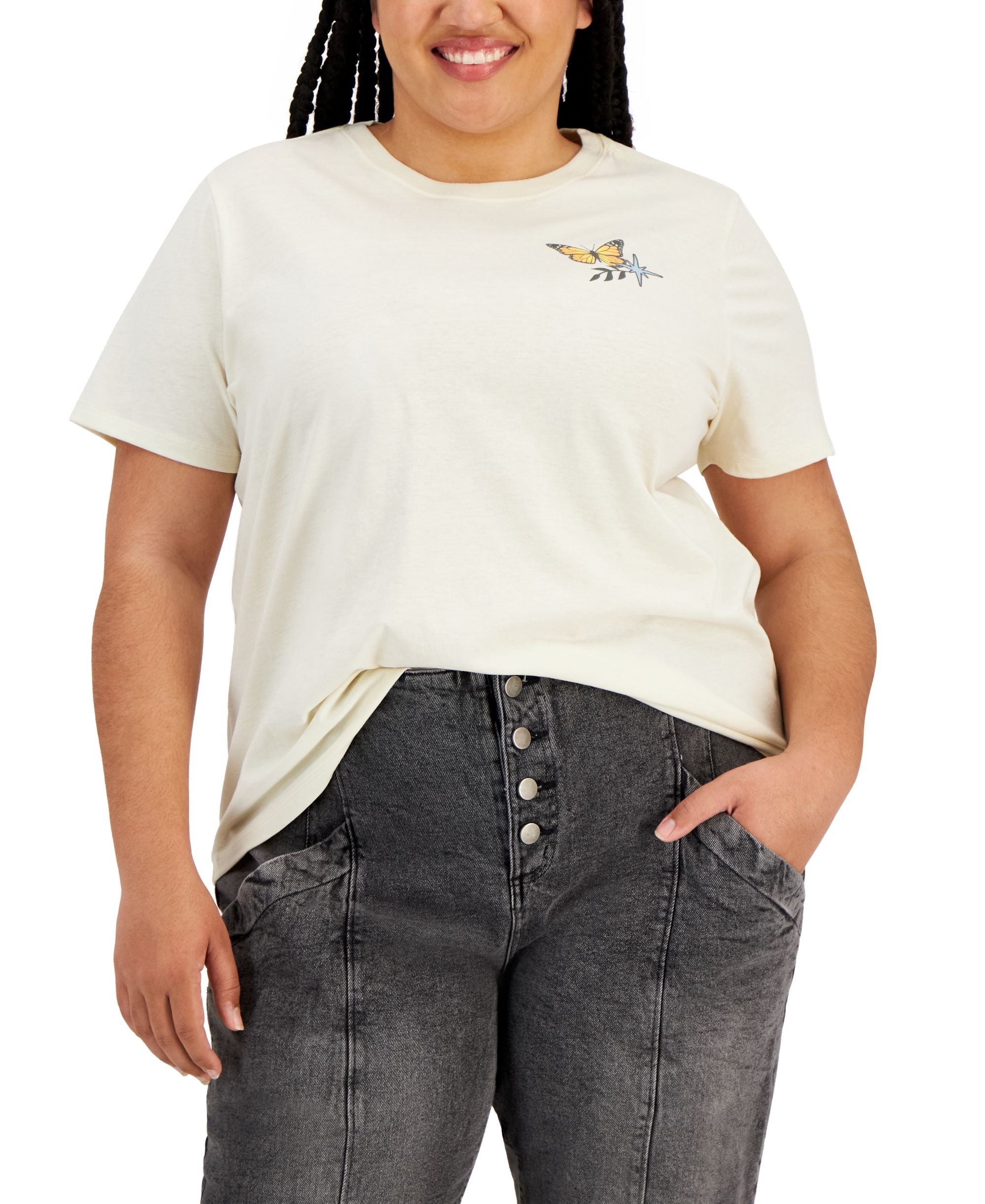 Trendy Plus Size Butterfly Short Sleeve T-Shirt