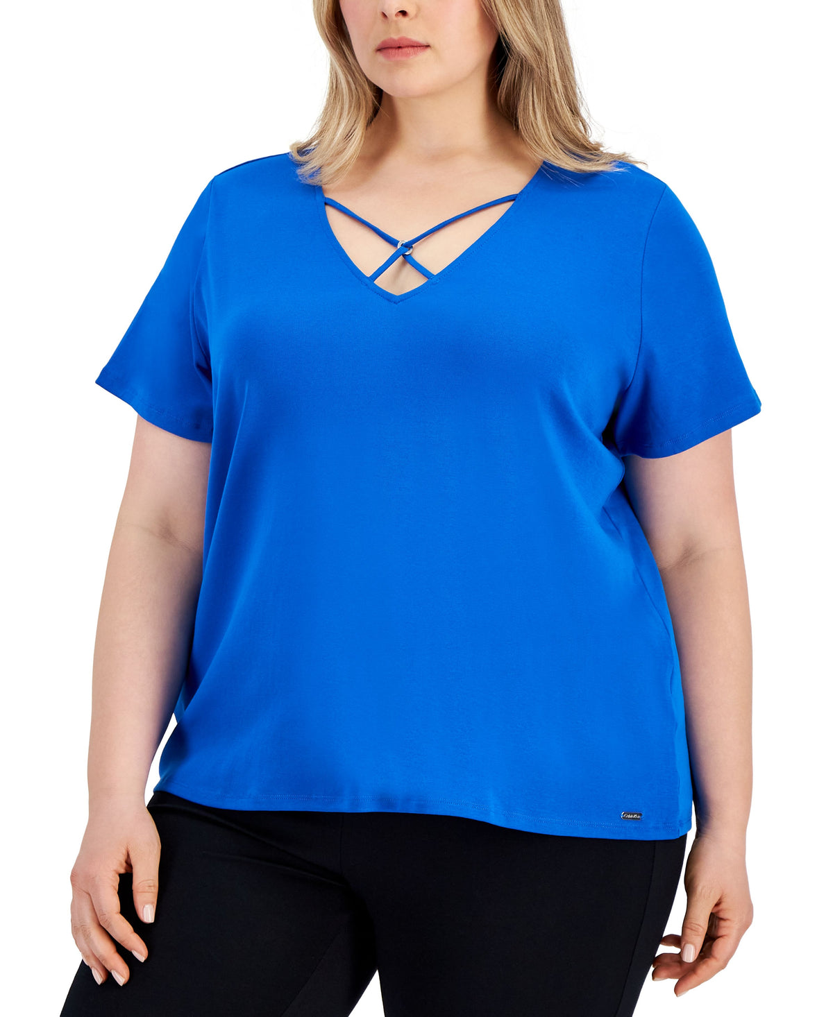 Plus Size Cross-Front V-Neck Top