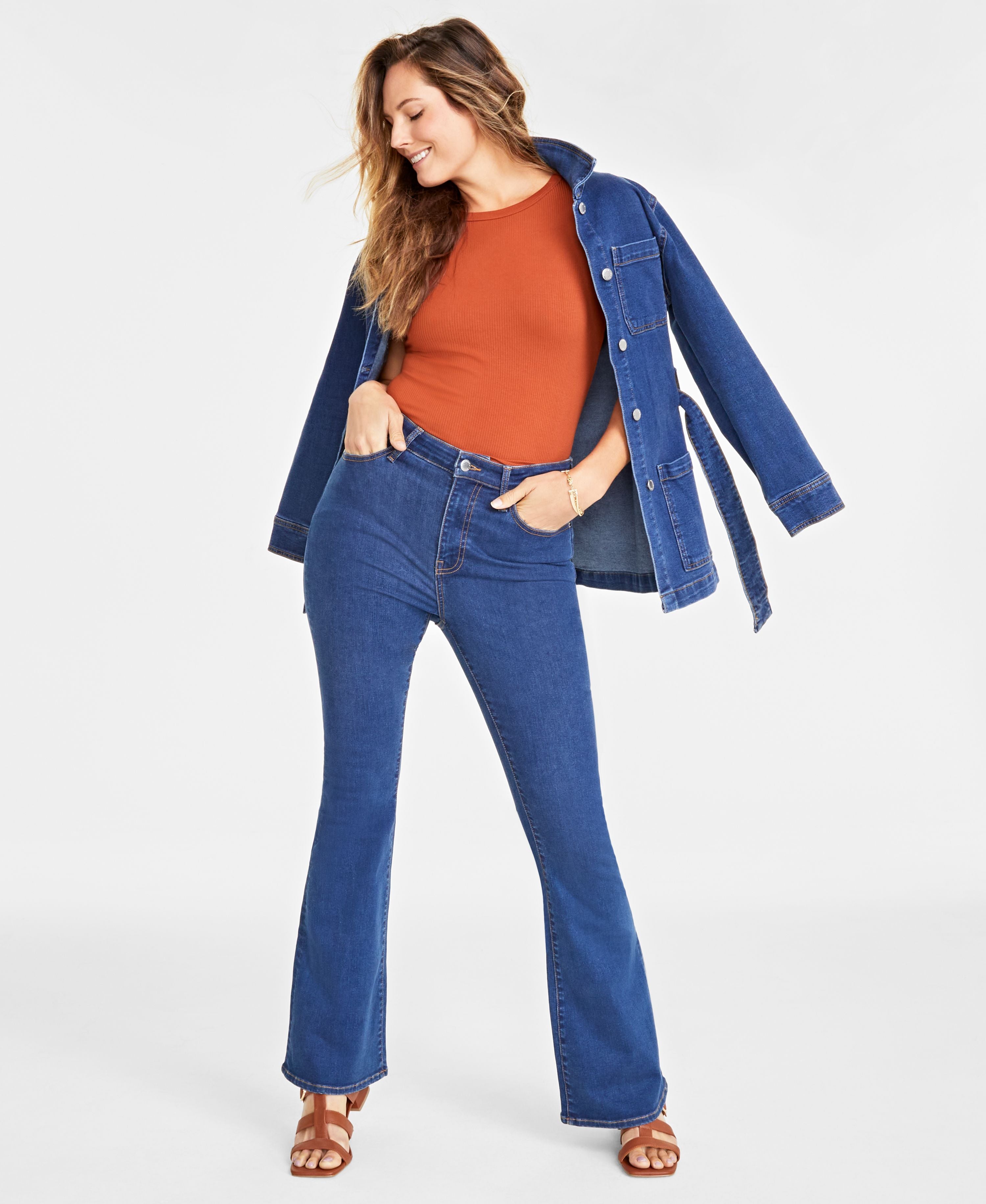 Women's High-Rise Skinny Flare-Leg Jeans