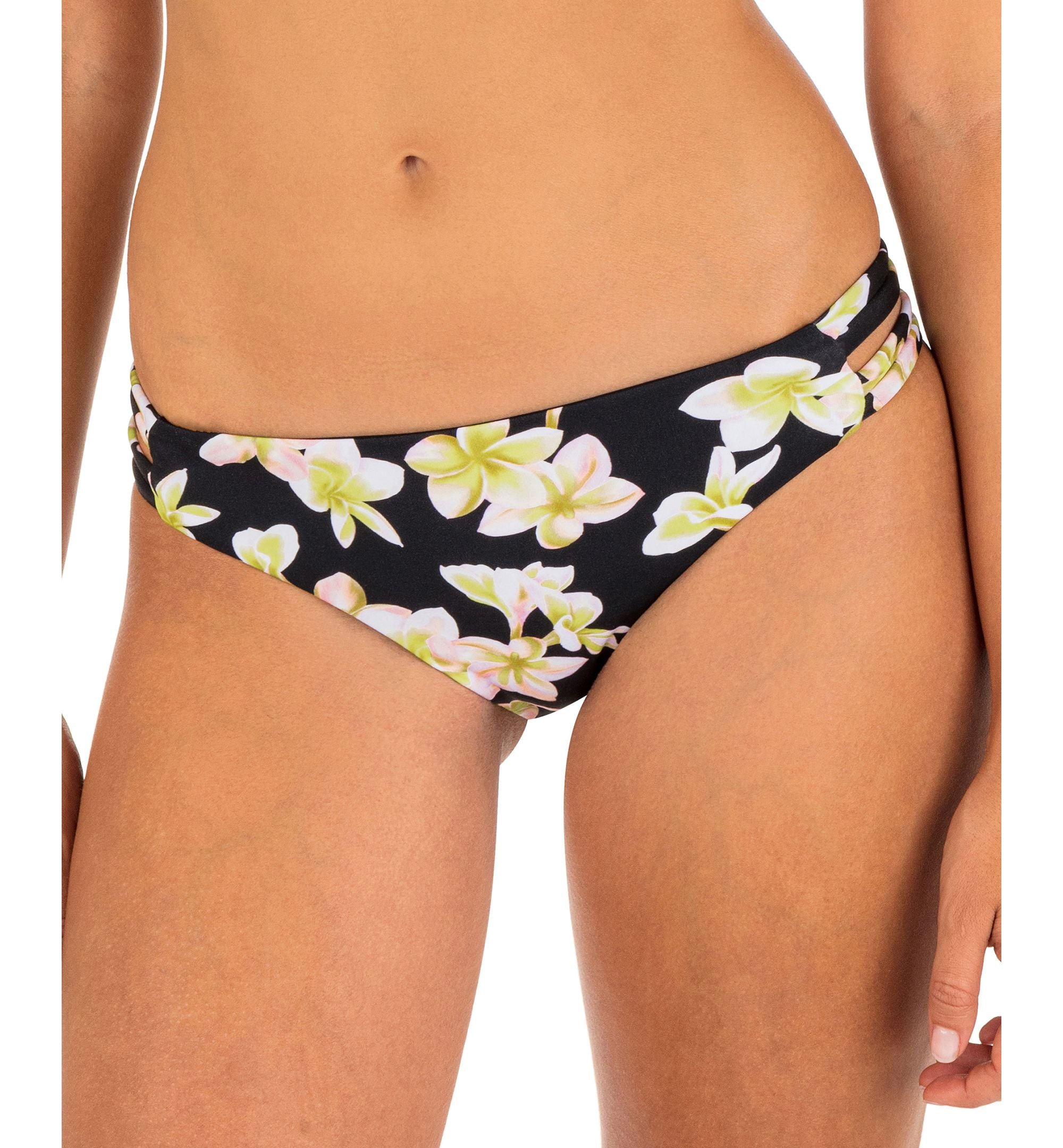 Juniors' Max Plumeria Side-Tab Bikini Bottoms