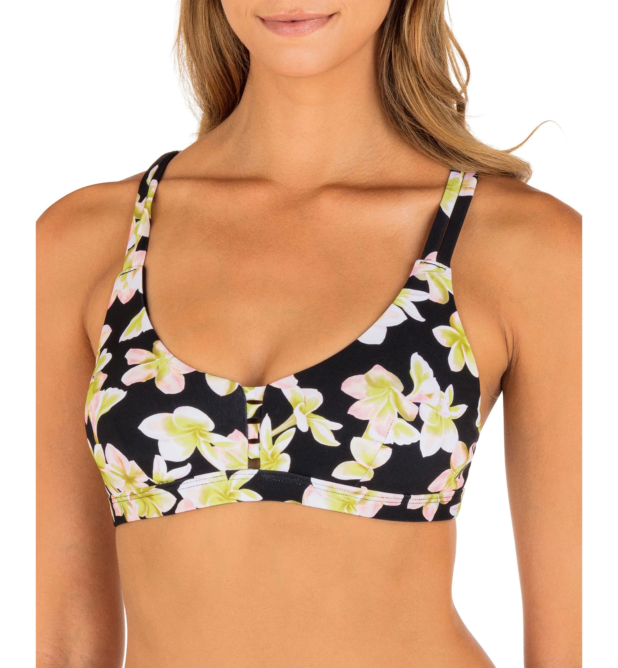 Juniors' Max Plumeria Scoop-Neck Bikini Top