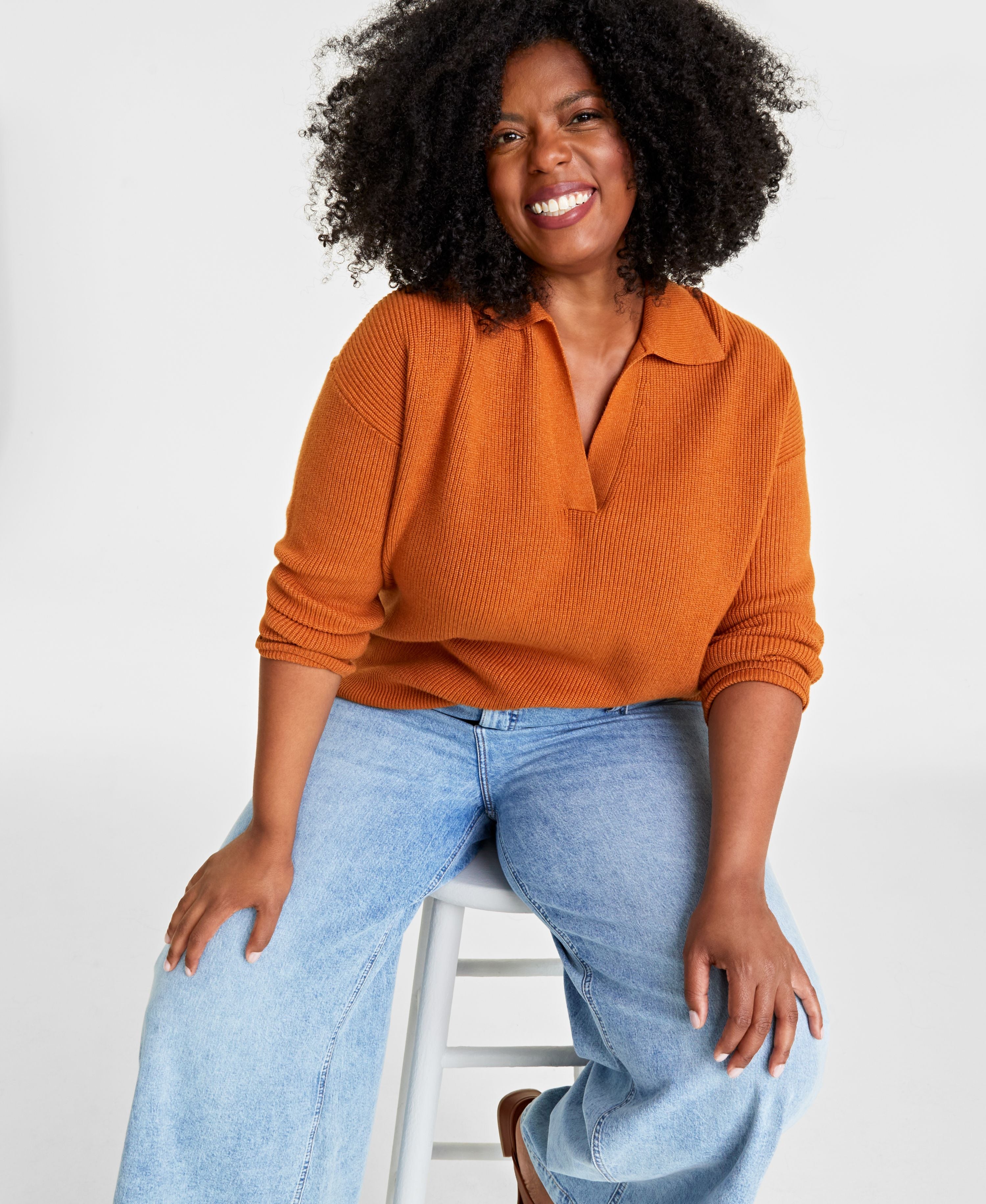 Women's Collared V-Neck Sweater