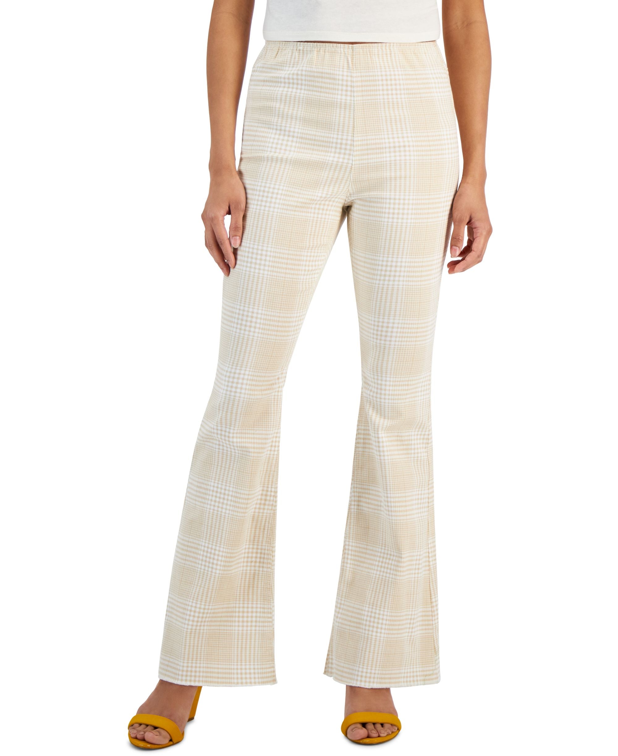 Juniors' High-Rise Pull-On Flare Pants