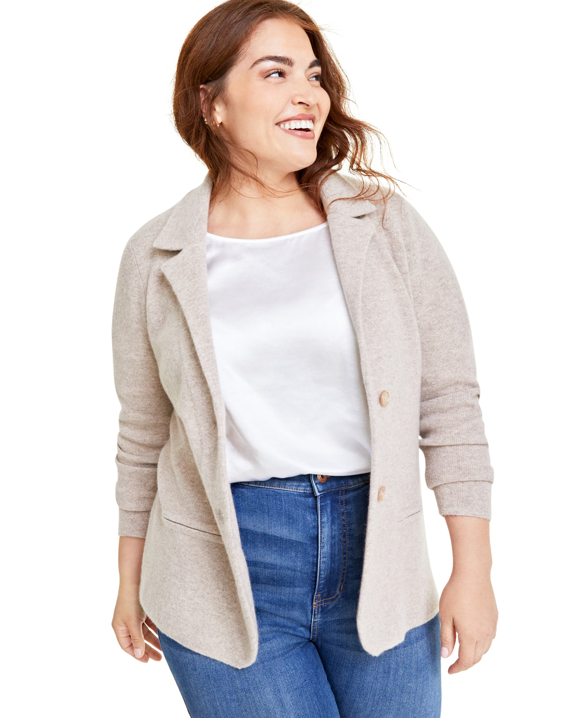 Plus Size 100% Cashmere Blazer
