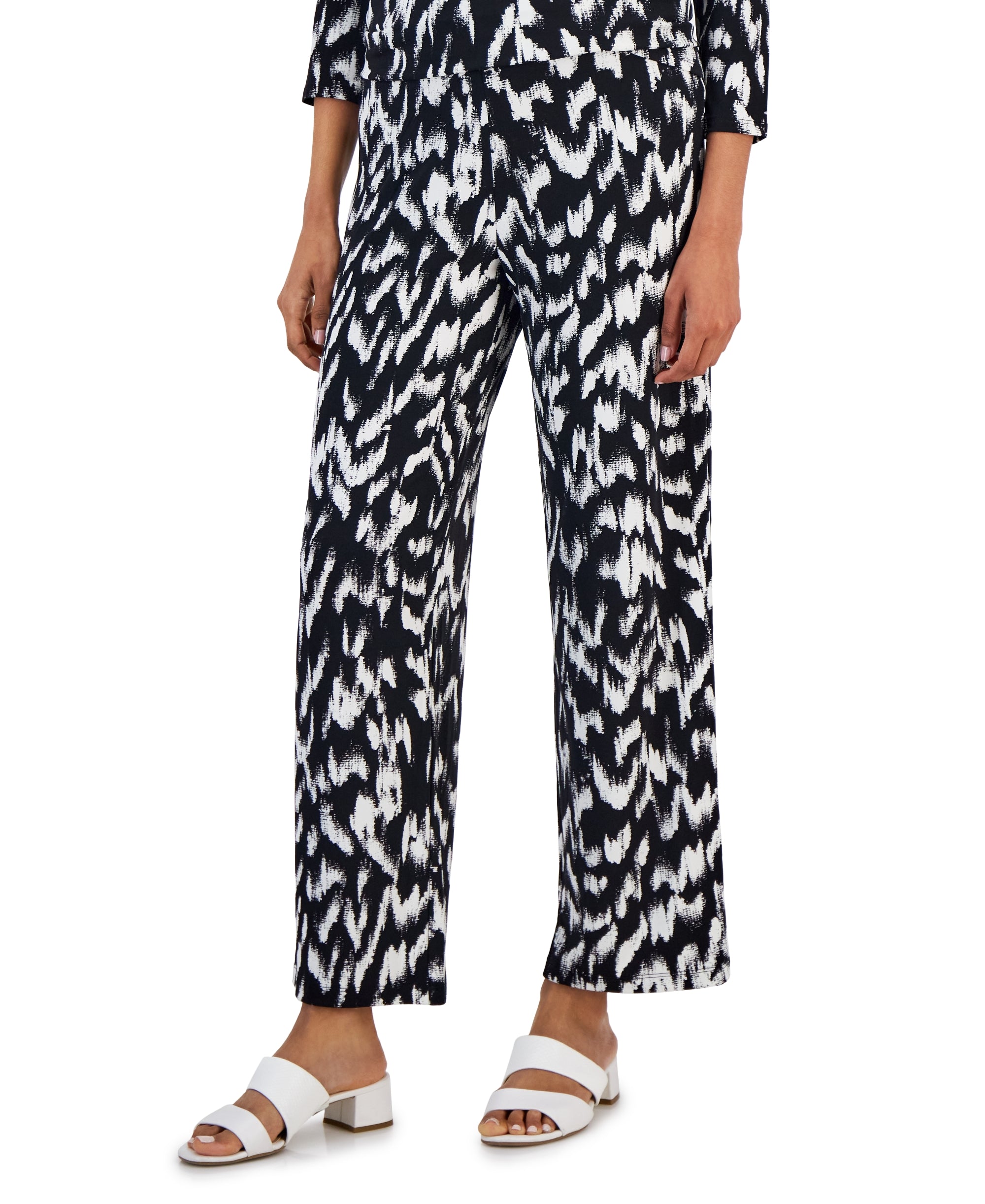 Women's Printed Relaxed Pull-On Pants, Regular & Petite