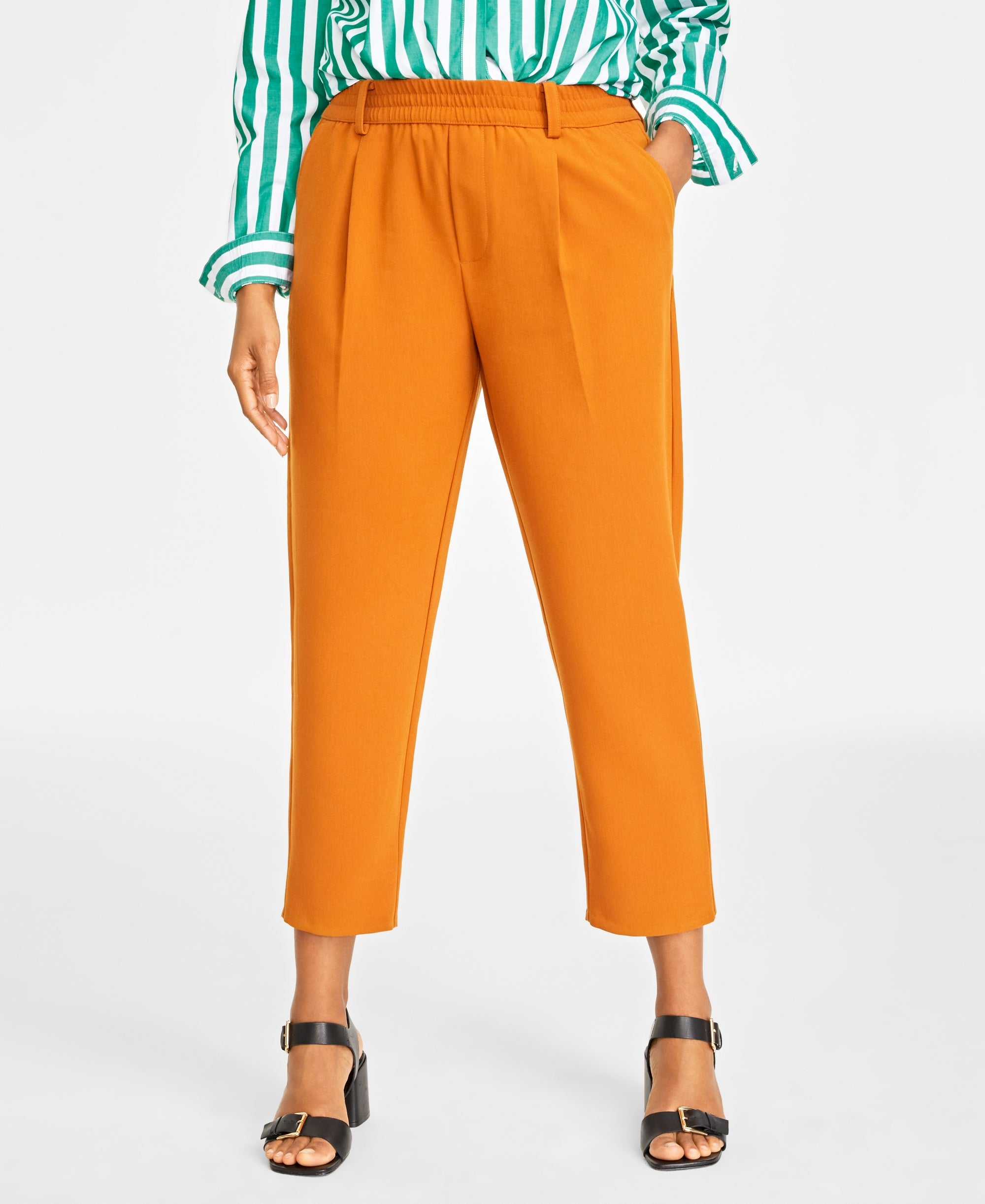 Women's Double-Weave Pull-On Ankle Pants