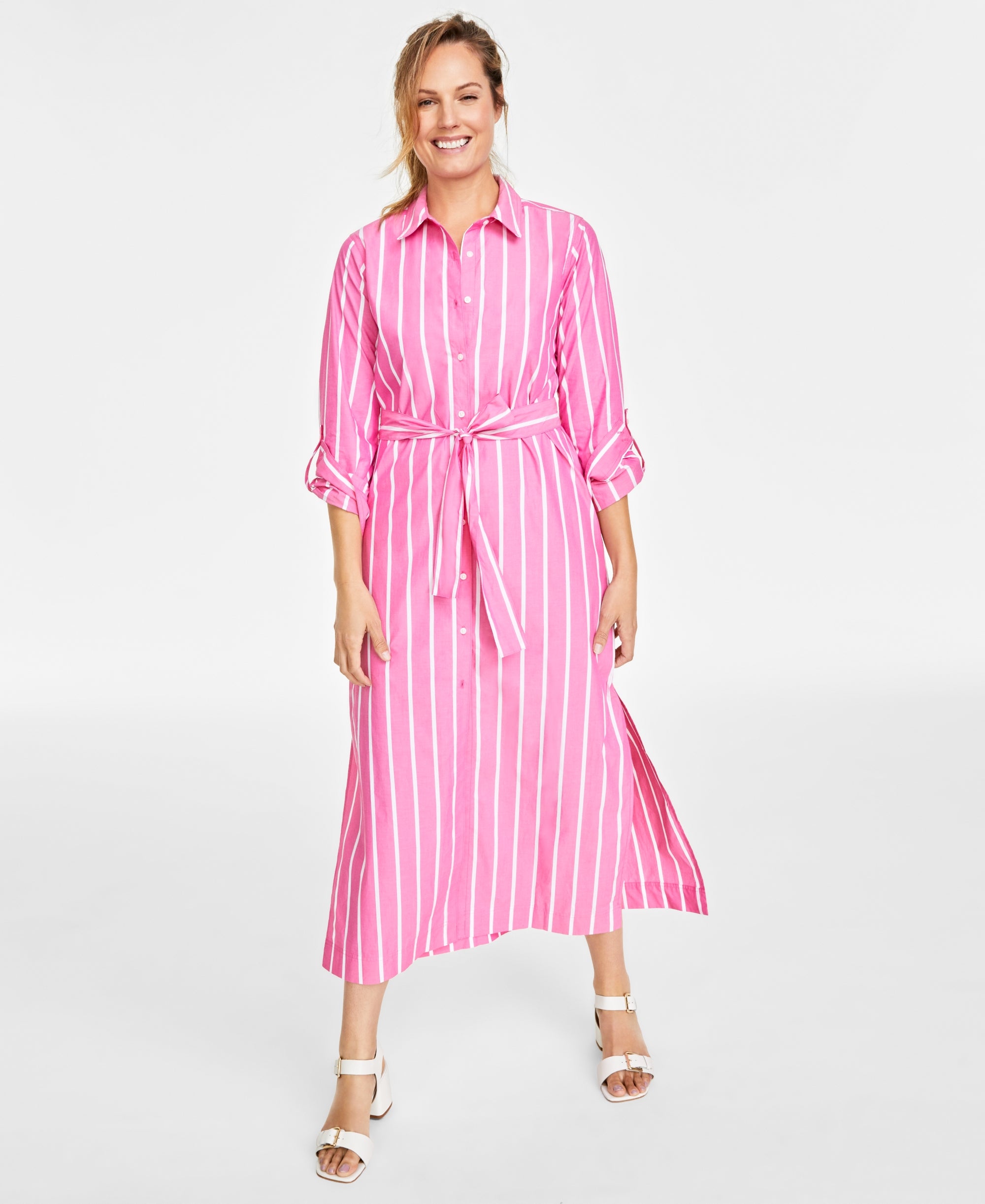 Women's Striped Midi Shirtdress