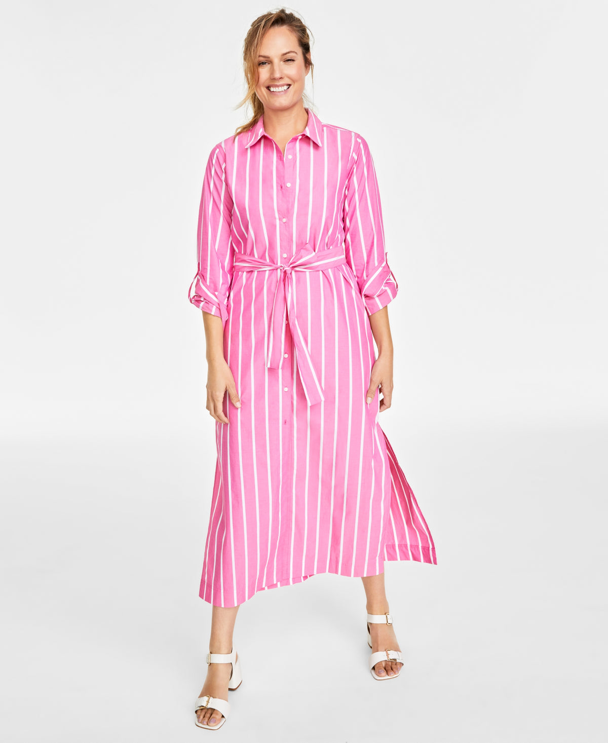 Women's Striped Midi Shirtdress