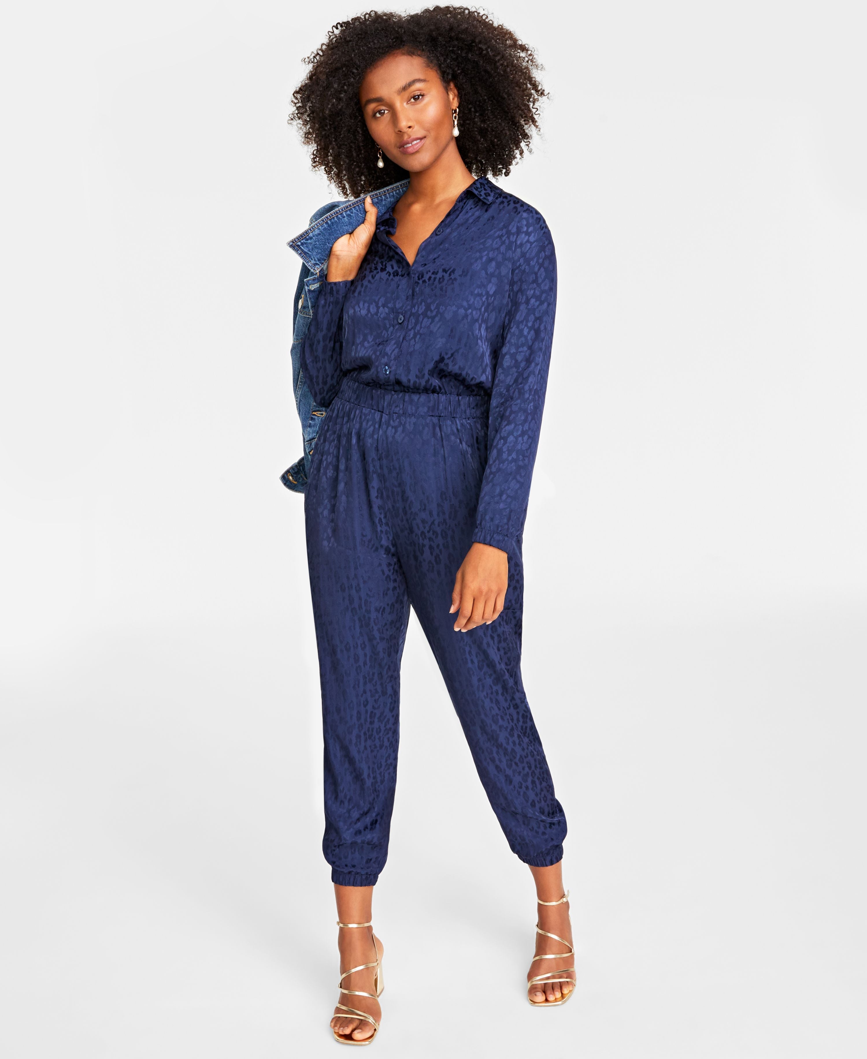 Women's Animal-Print Jacquard Jumpsuit