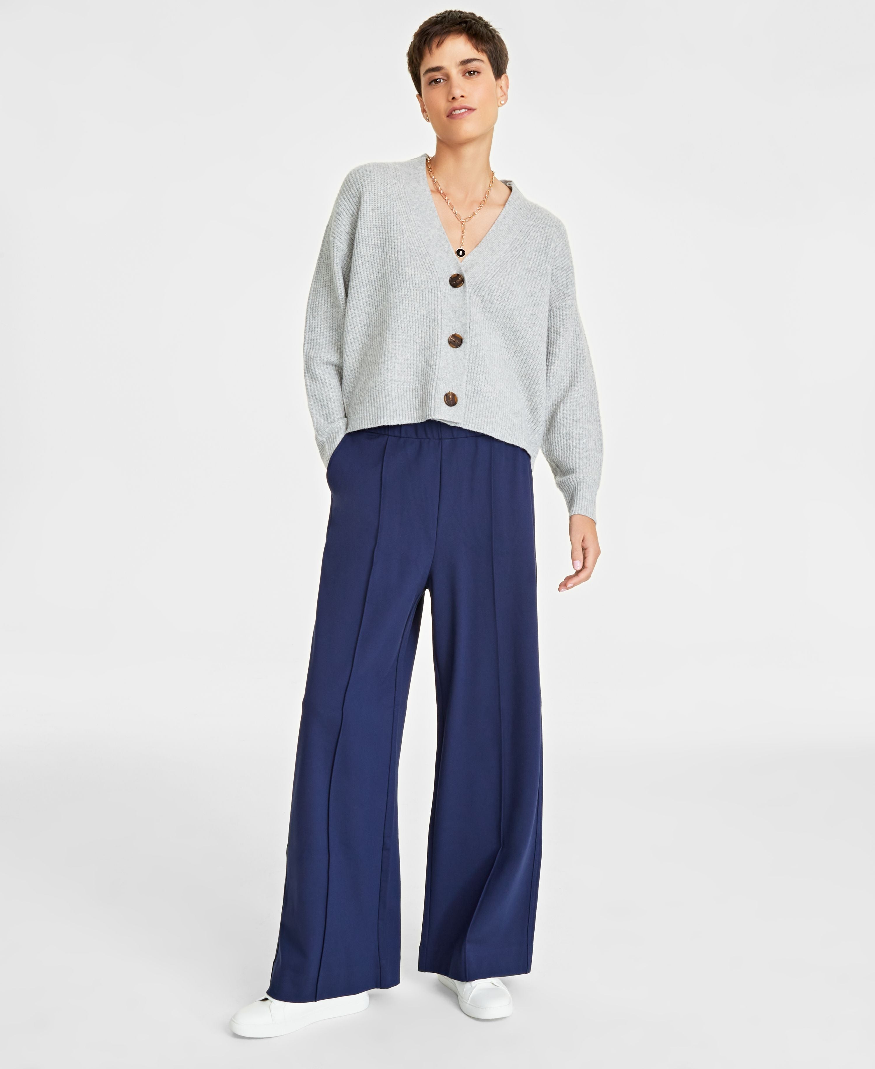 Women's Ponte Pull-On Wide-Leg Pants