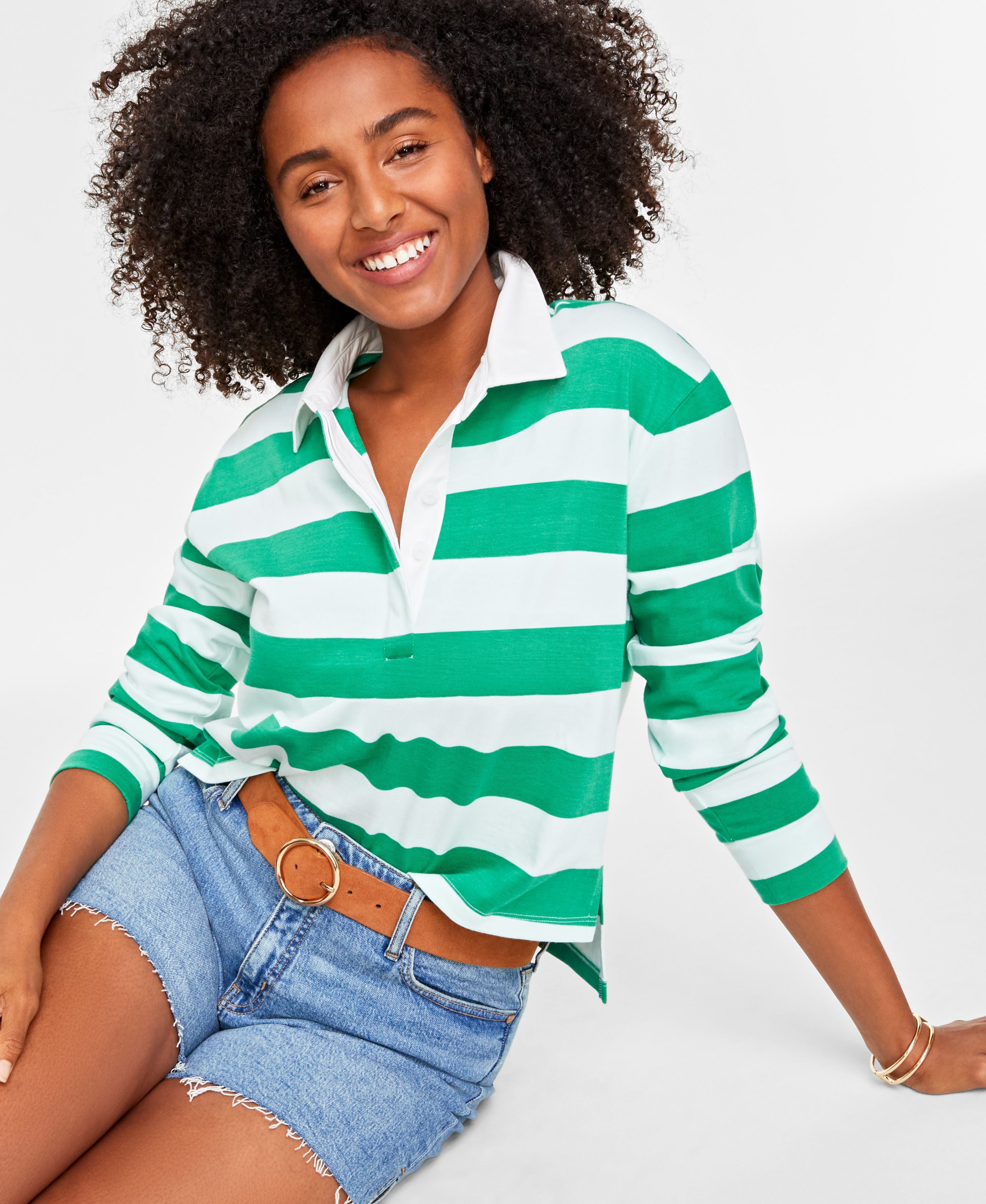 Women's Cotton Long-Sleeve Rugby Shirt