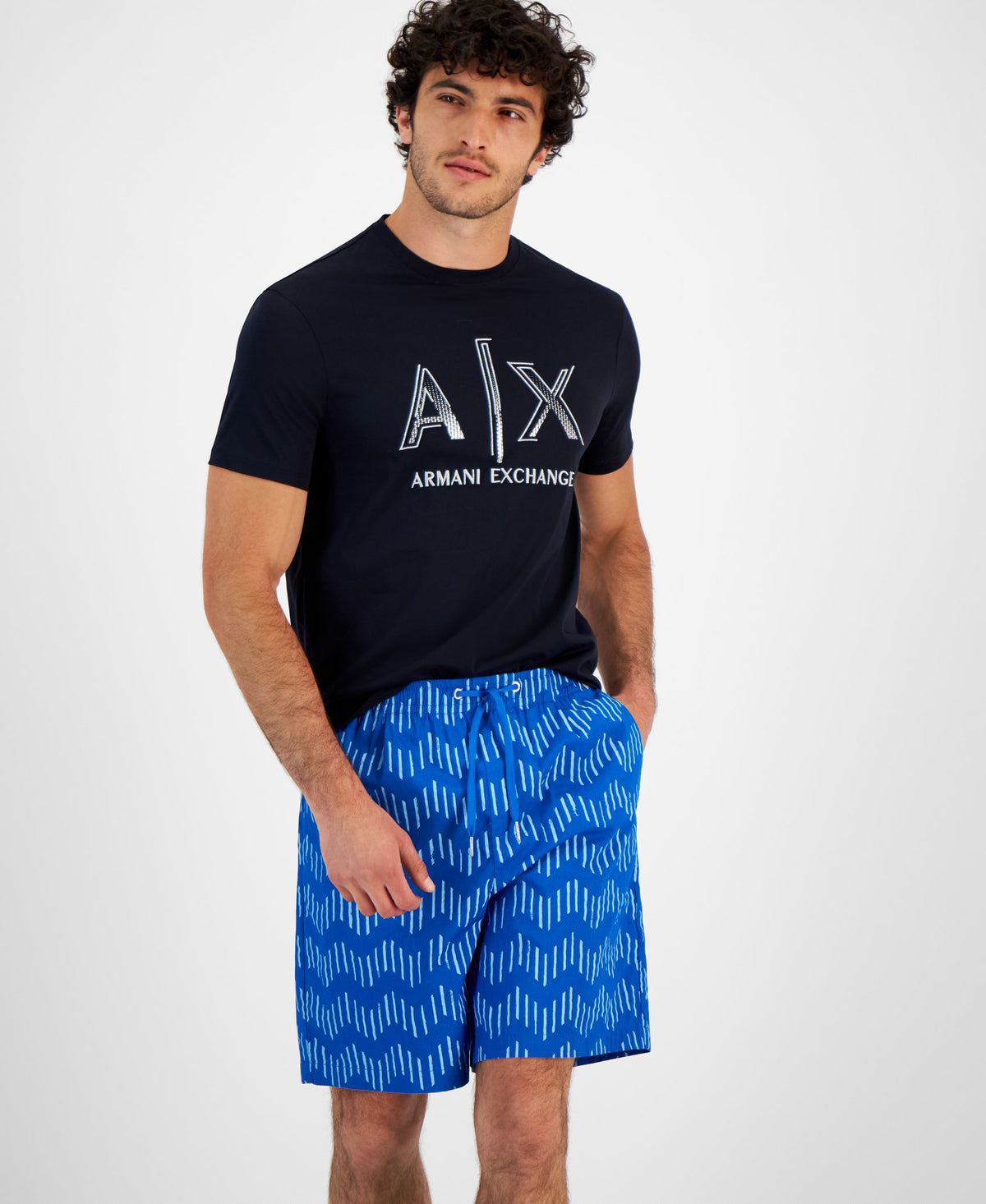 Men's Zig-Zag Print Drawstring Shorts