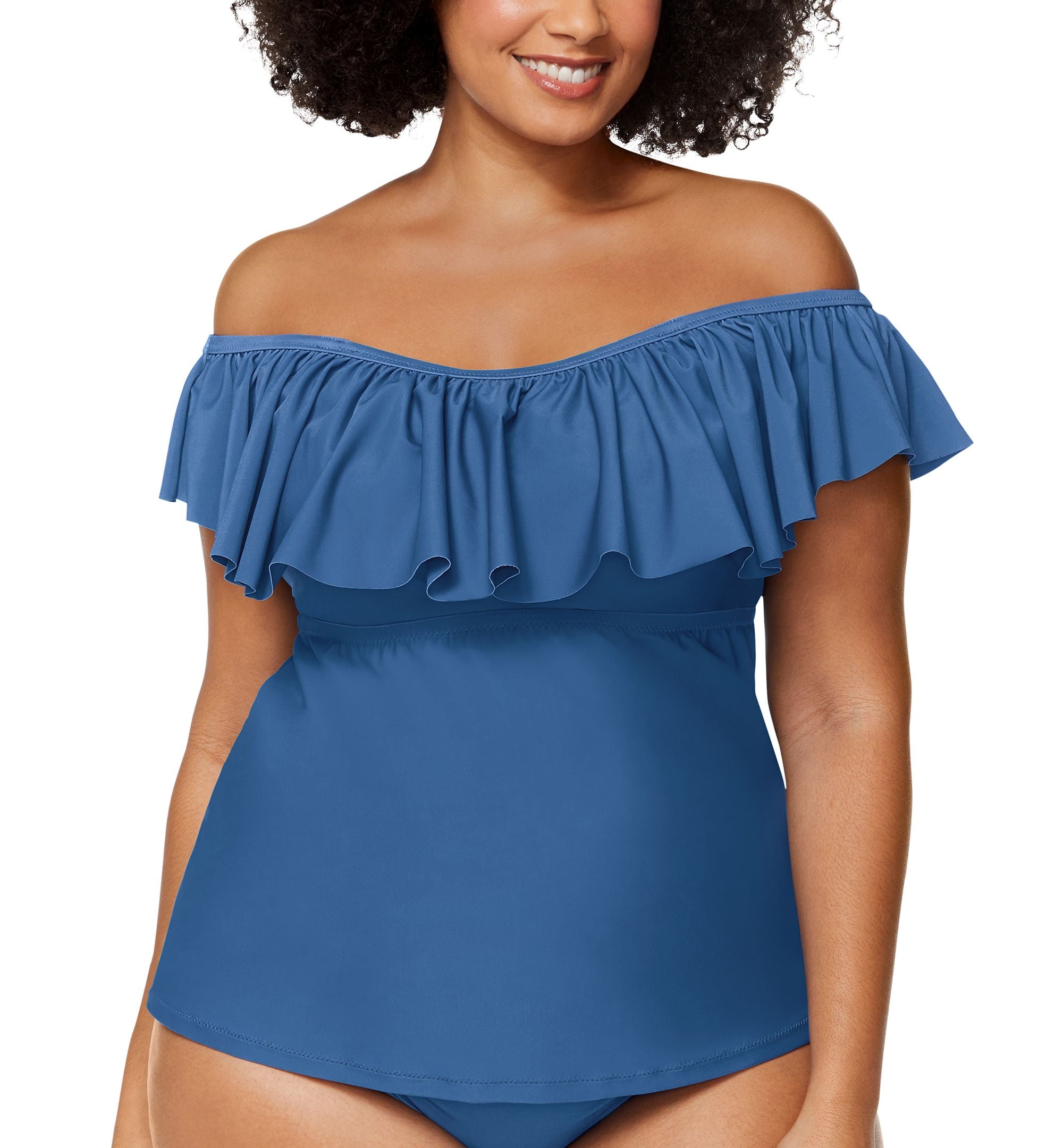 Trendy Plus Size Tortuga Flounce Tankini Top