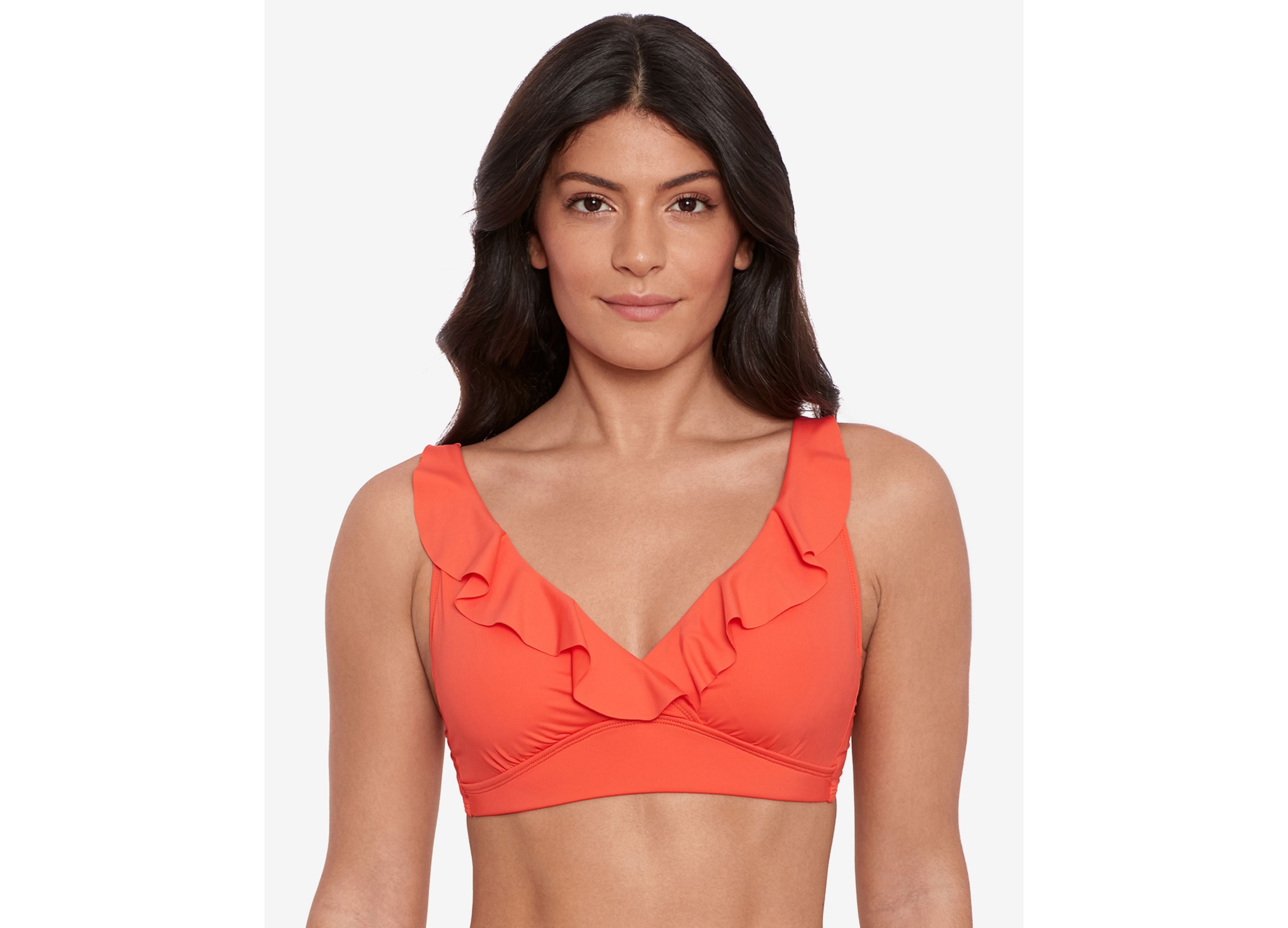 Beach Club Solid Ruffle Bikini Top