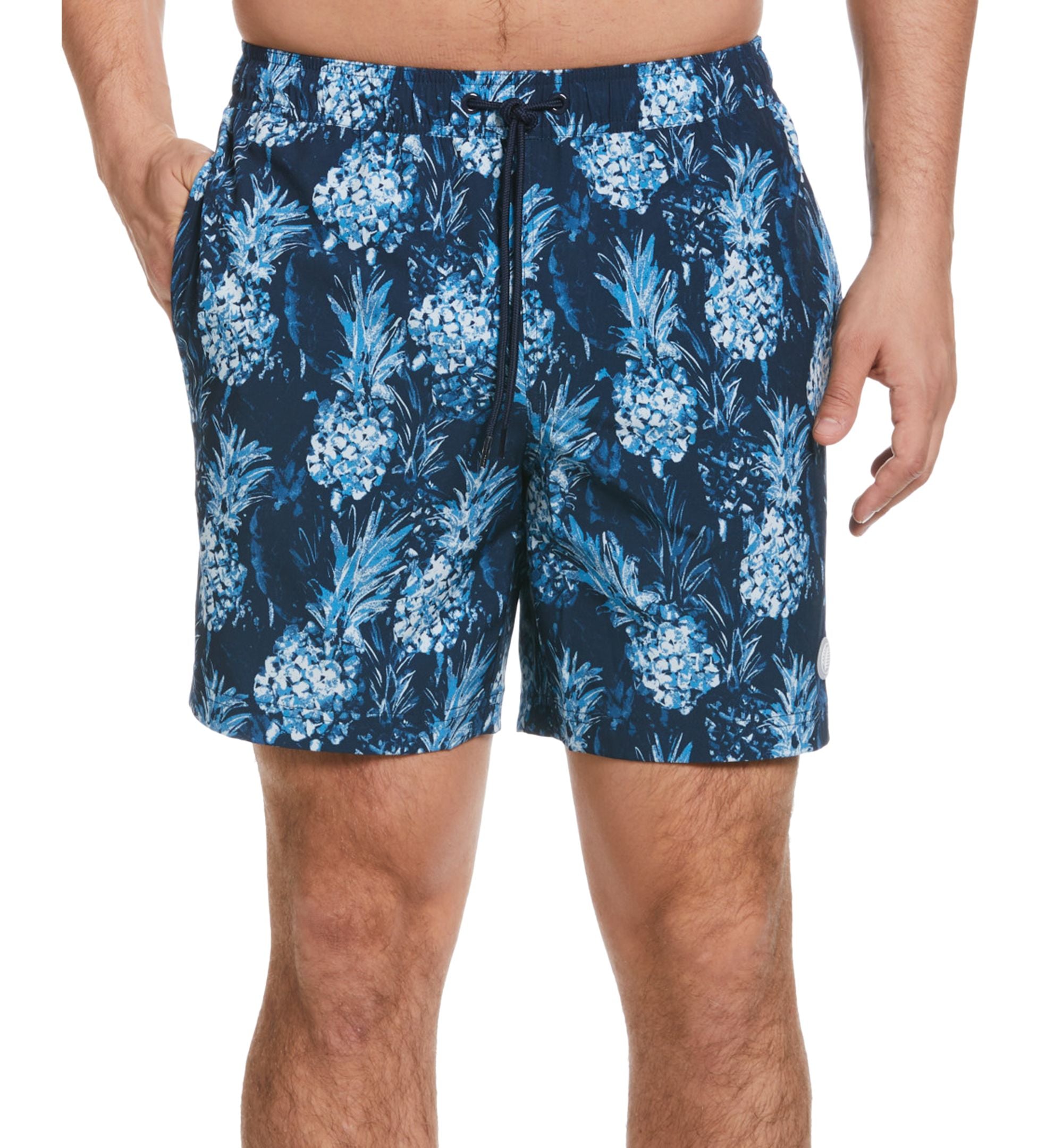 Men's Moisture-Wicking Stretch Pineapple-Print 7" Swim Trunks