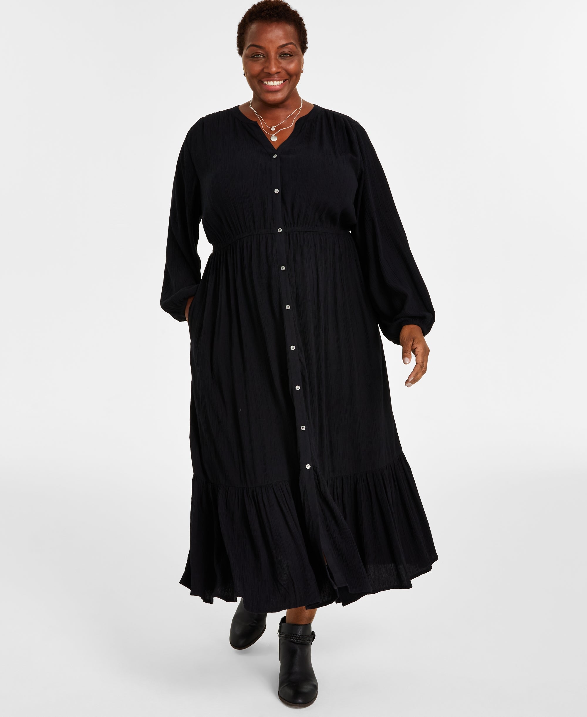Plus Size Femme Maxi Dress Deep Black 1X